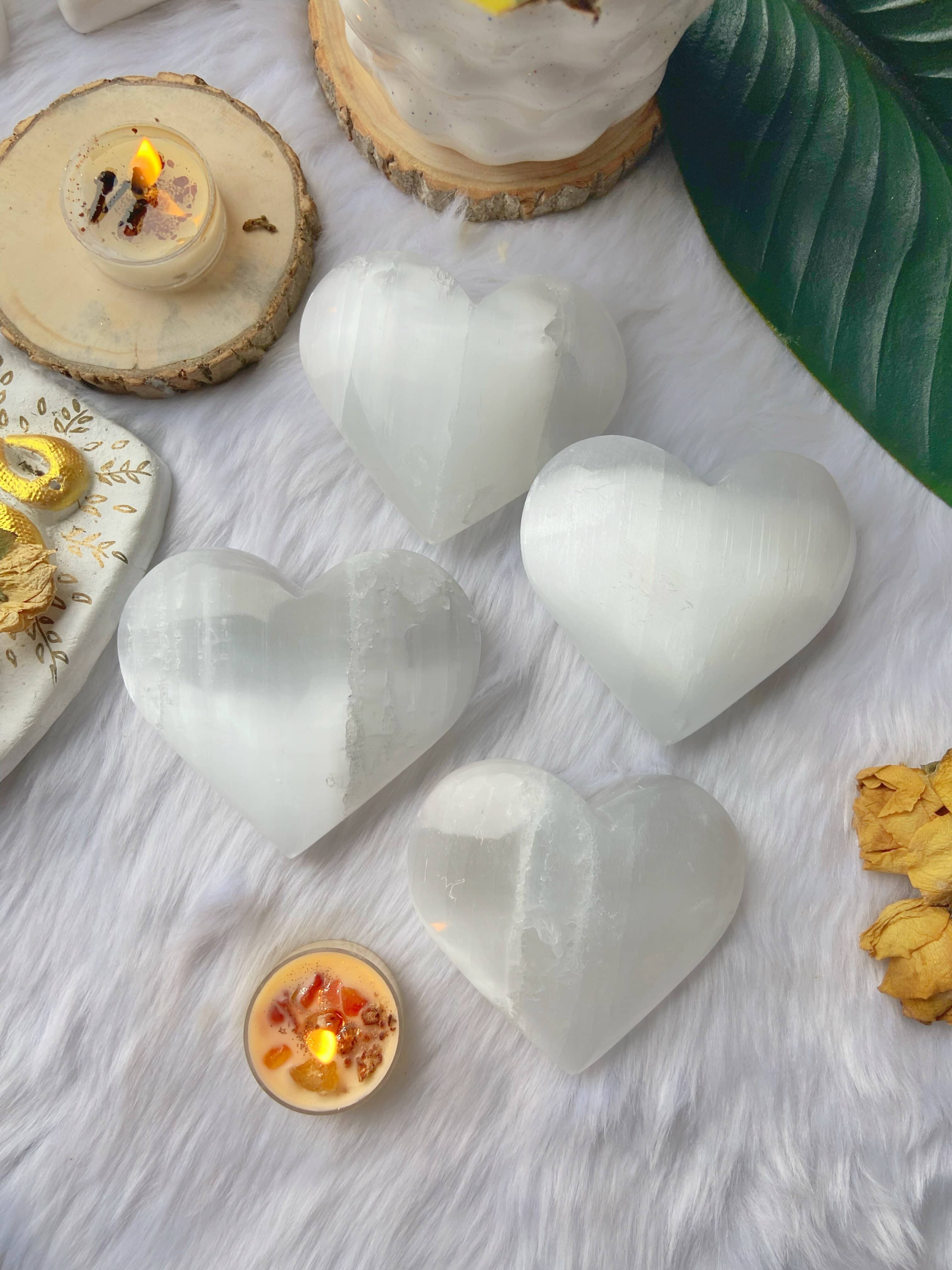 Big Selenite Heart (Satin Spar Selenite) | Stone for Spiritual work & Cleansing - Image 4