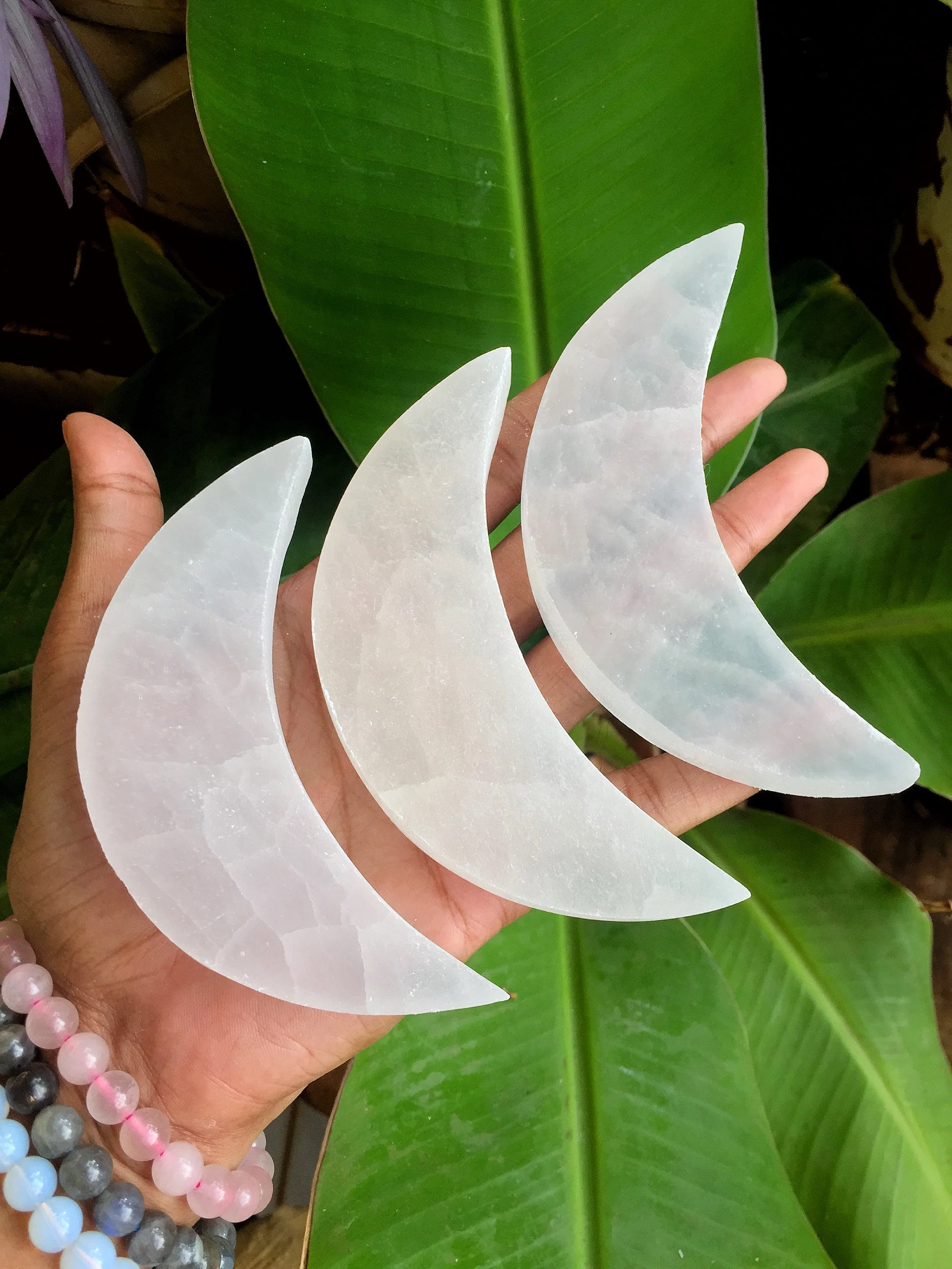 Selenite Crescent Moon (Satin Spar Selenite) | Cleansing Crystal | Stone for Spiritual work & Cleansing - Image 12
