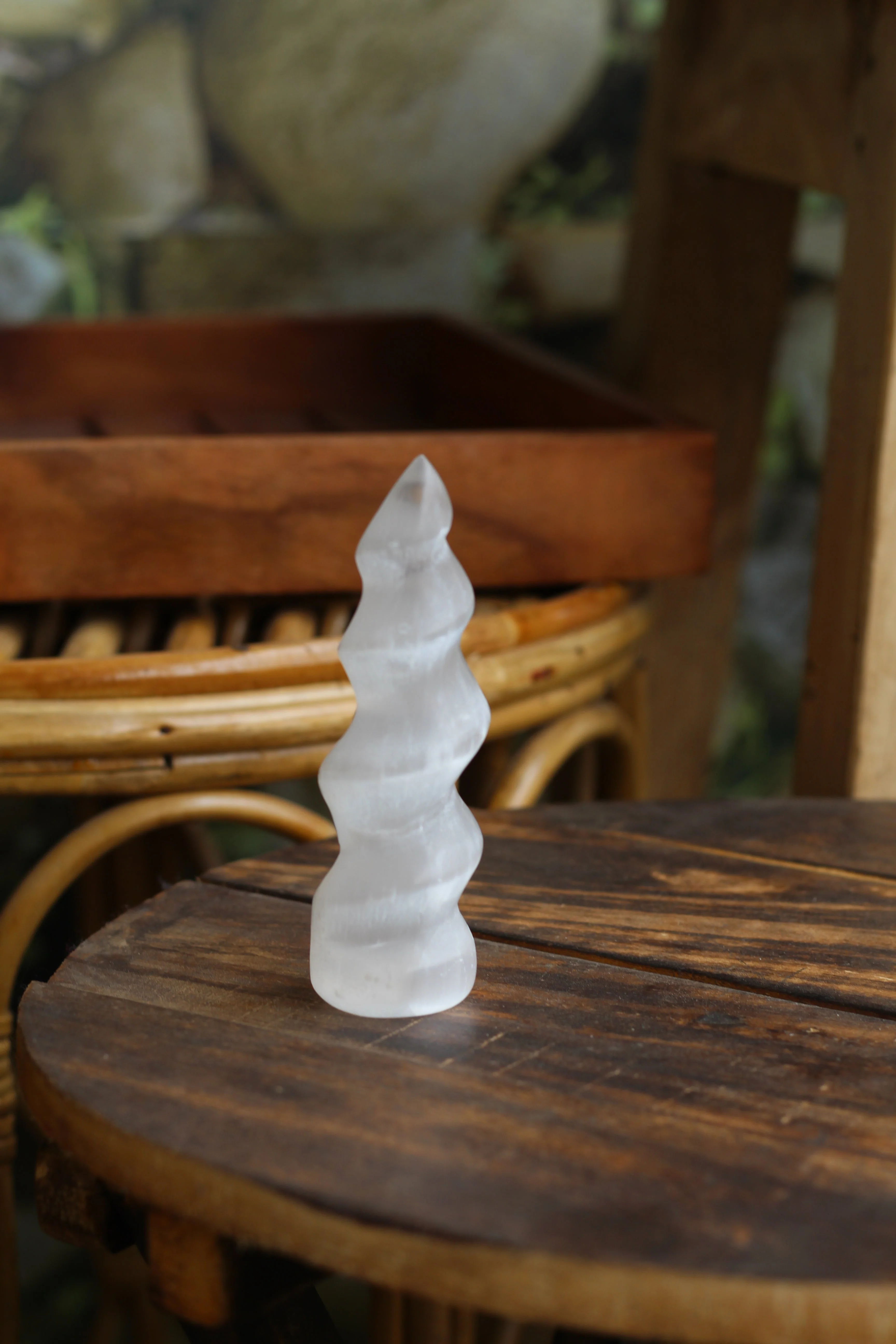 Selenite Spiral Tower (Satin Spar Selenite) | Stone for Spiritual work & Cleansing - Image 4