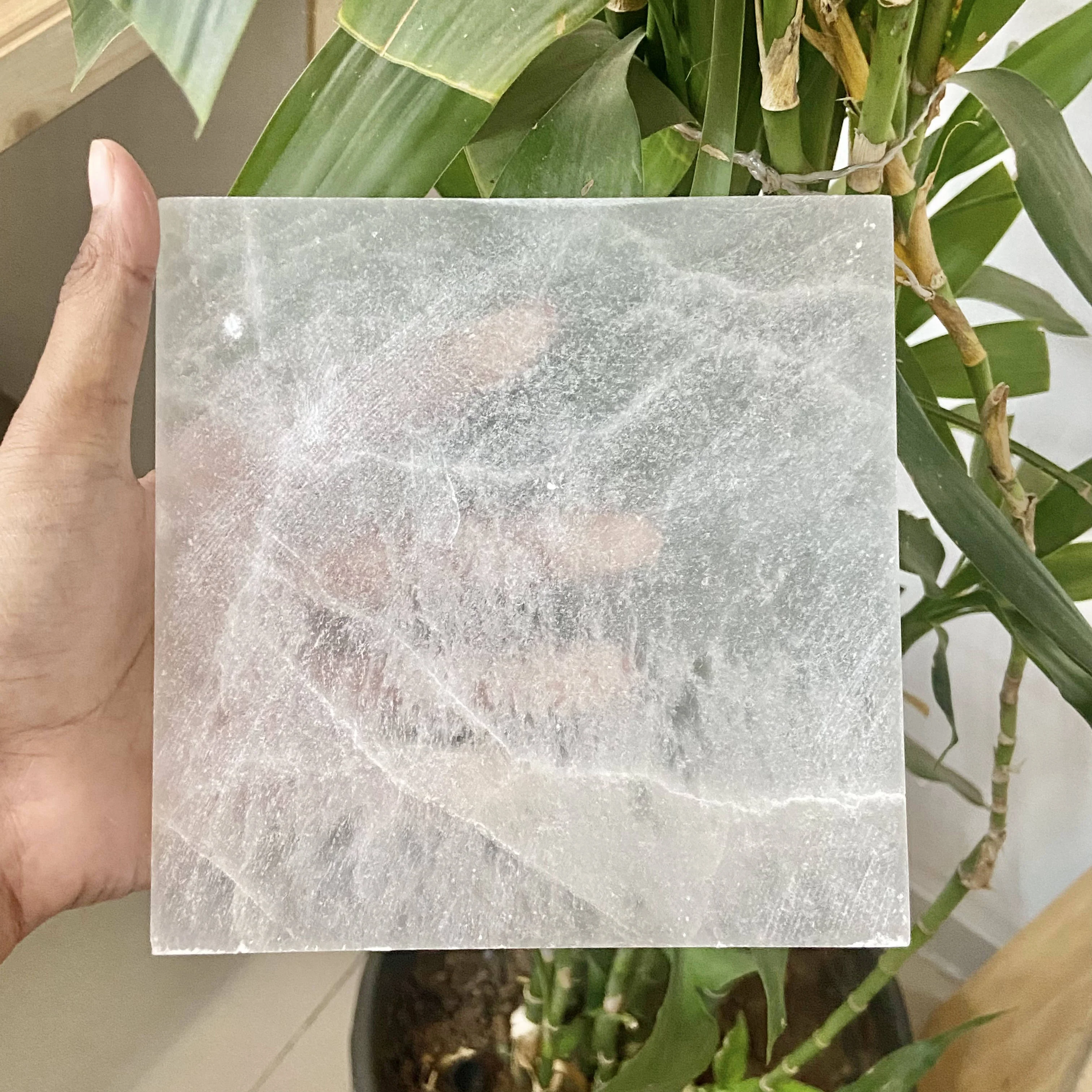 Selenite Square Plate  (Satin Spar Selenite) | Stone for Spiritual work & Cleansing - Image 2