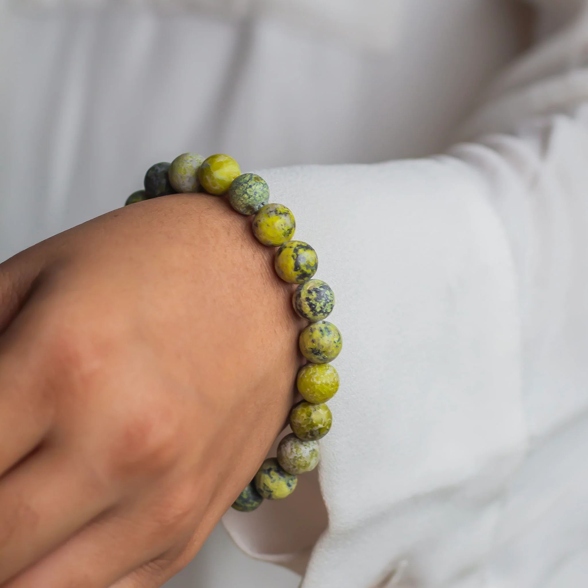 Serpentine Bead Bracelet - 8mm | Wisdom, Past Life memories, Intuition - Image 2