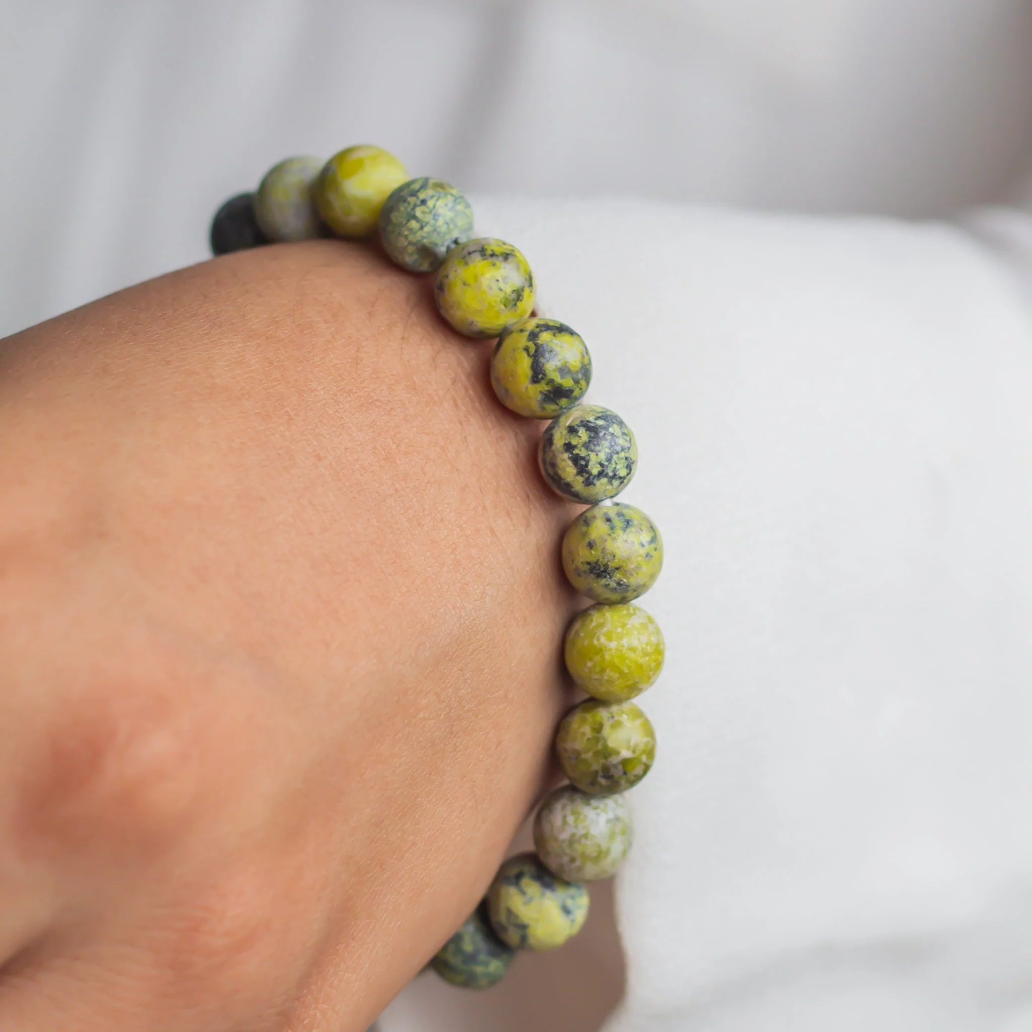 Serpentine Bead Bracelet - 8mm | Wisdom, Past Life memories, Intuition - Image 3