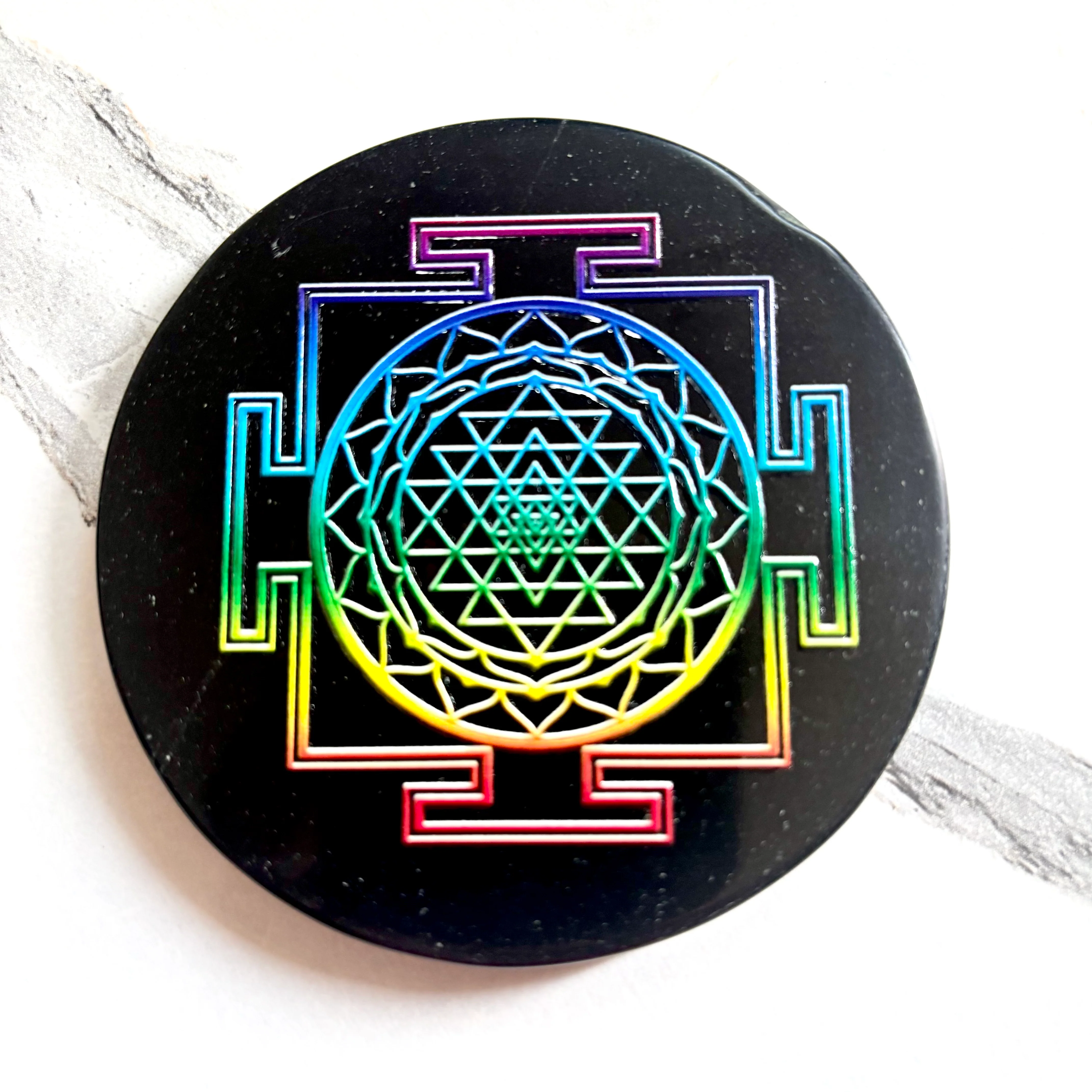 Shree Yantra Black Obsidian Plate – Sacred Geometry for Abundance & Protection - Image 3
