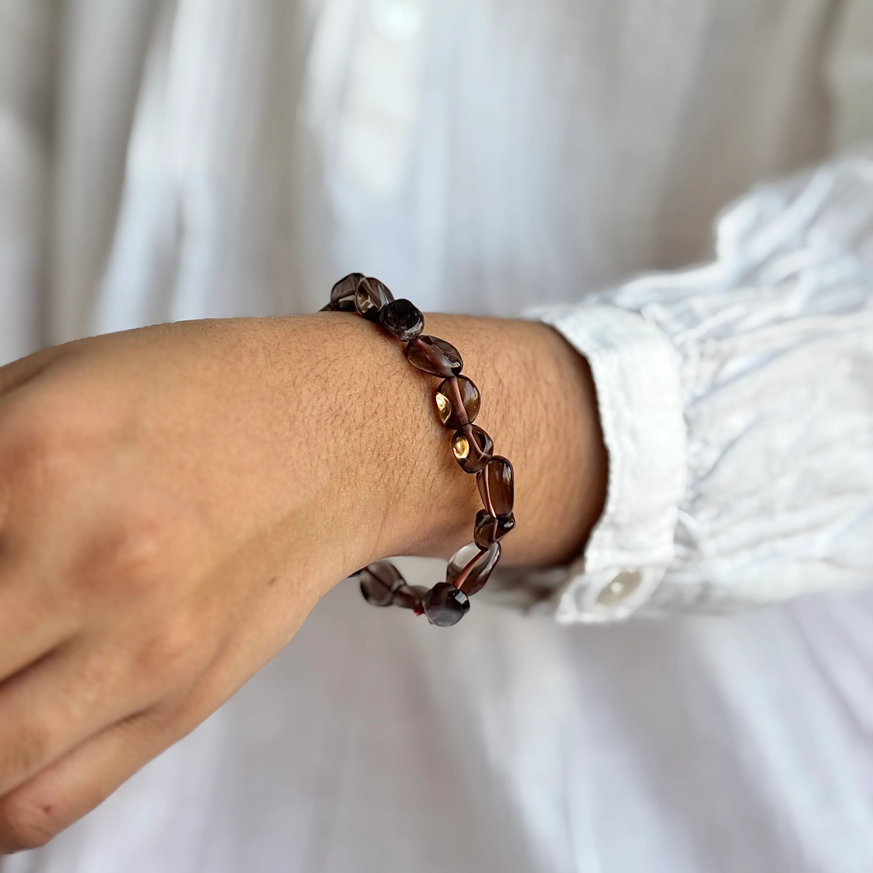 Smoky Quartz Mini Tumble Bracelet | Protection, Strength & Stability - Image 3
