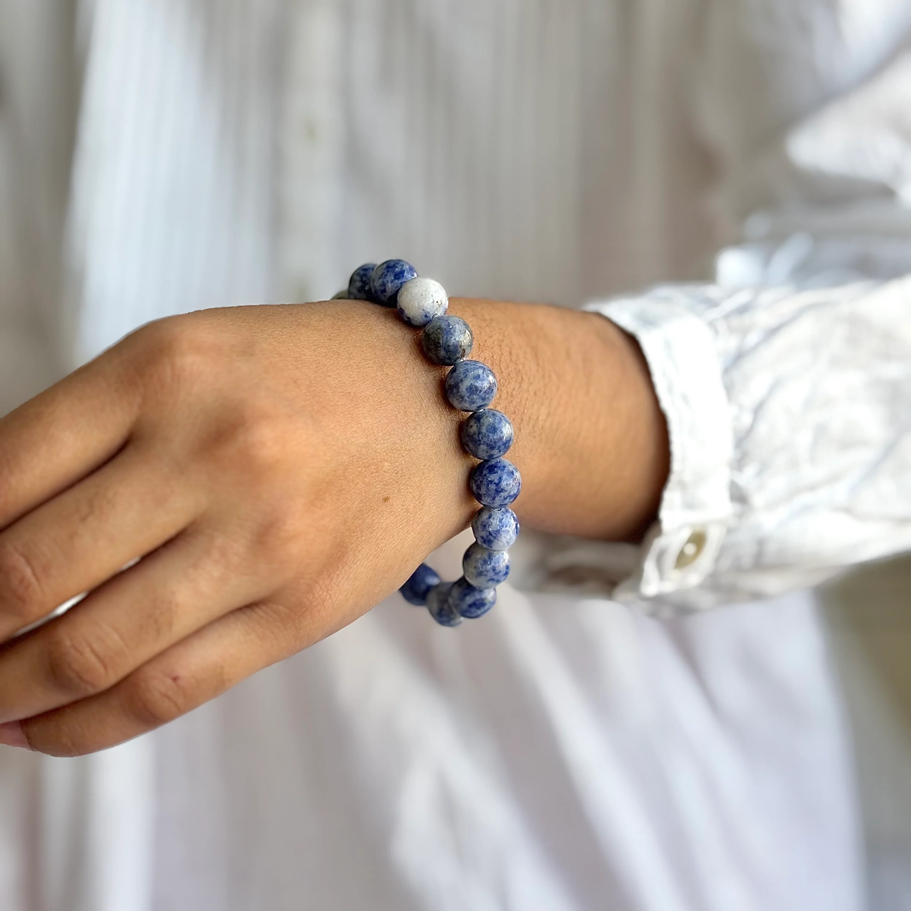 Sodalite Bead Bracelet - 10mm | Stone for Emotional Balance - Image 2