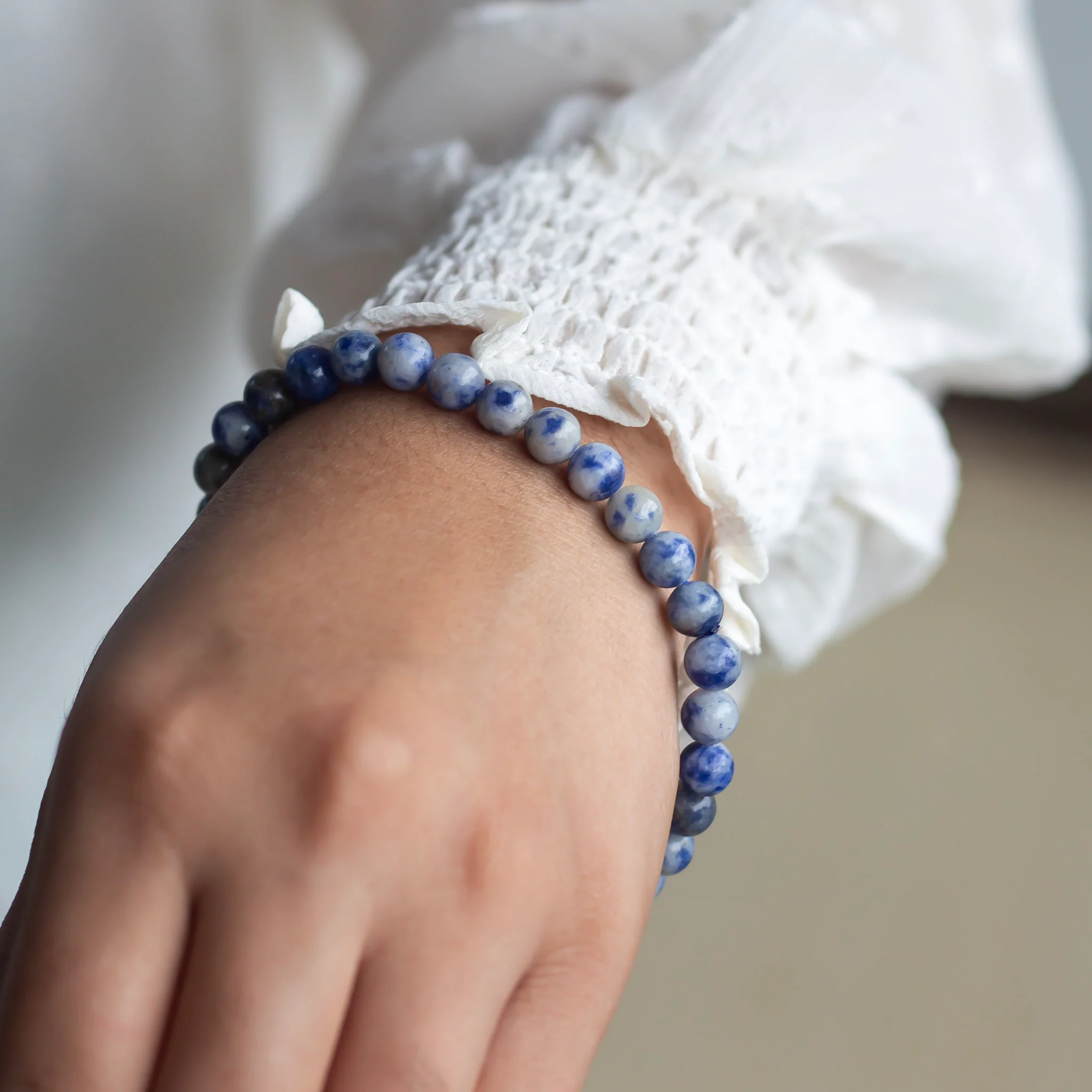 Sodalite bead bracelet - 6mm | Stone for Emotional Balance - Image 2