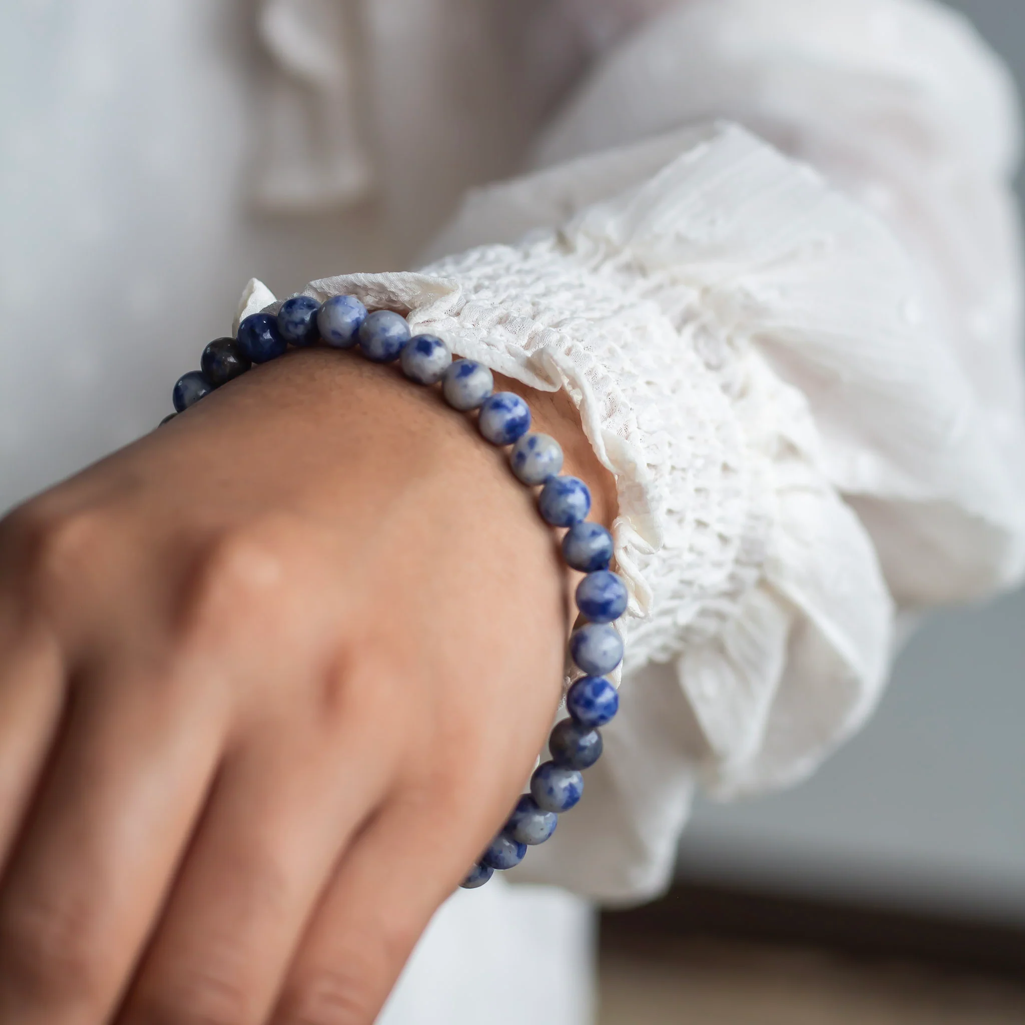 Sodalite bead bracelet - 6mm | Stone for Emotional Balance - Image 3