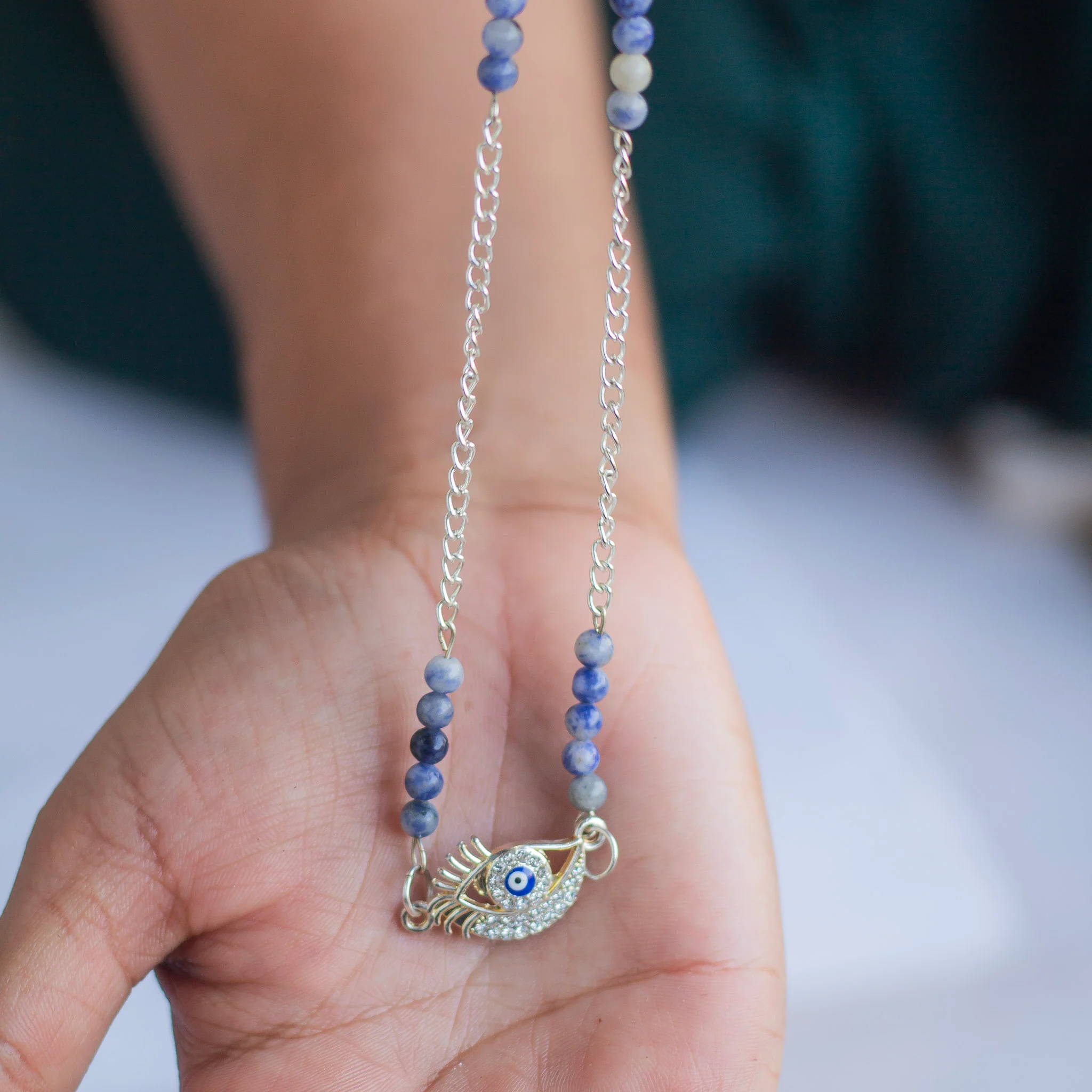 Sodalite with evil eye charm Necklace - Image 2