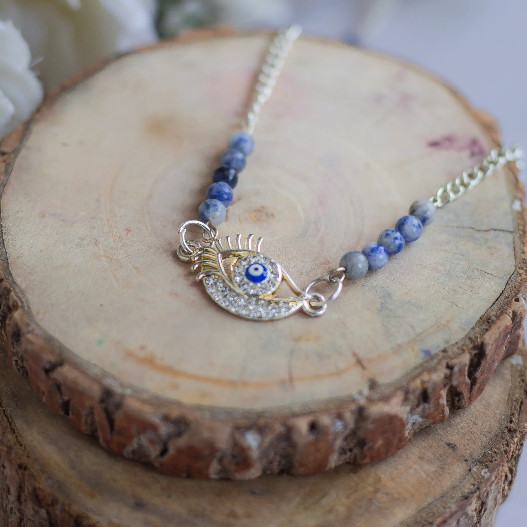 Sodalite with evil eye charm Necklace - Image 3