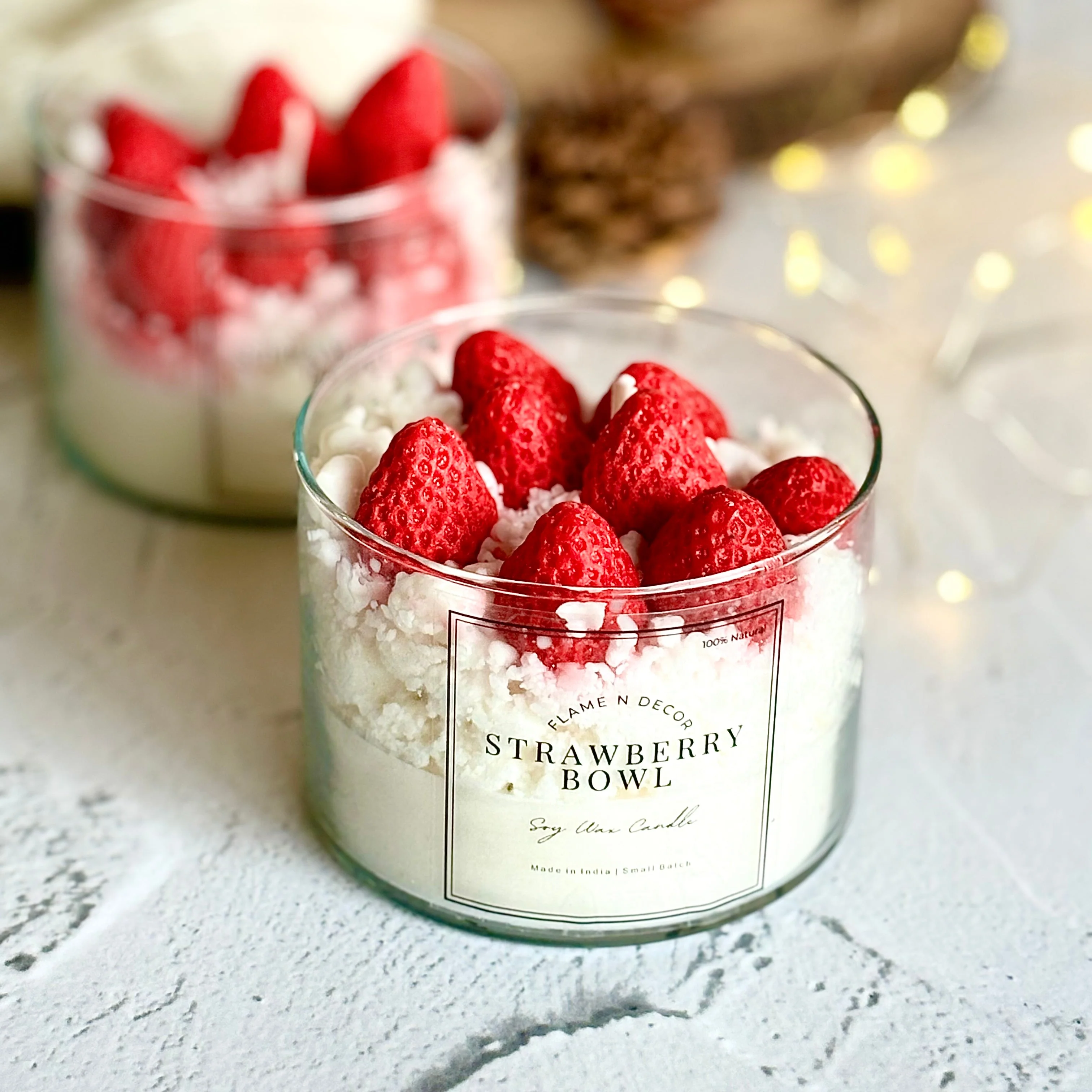 Strawberry Bowl Soy Scented Candle | Dessert Candle - Image 3