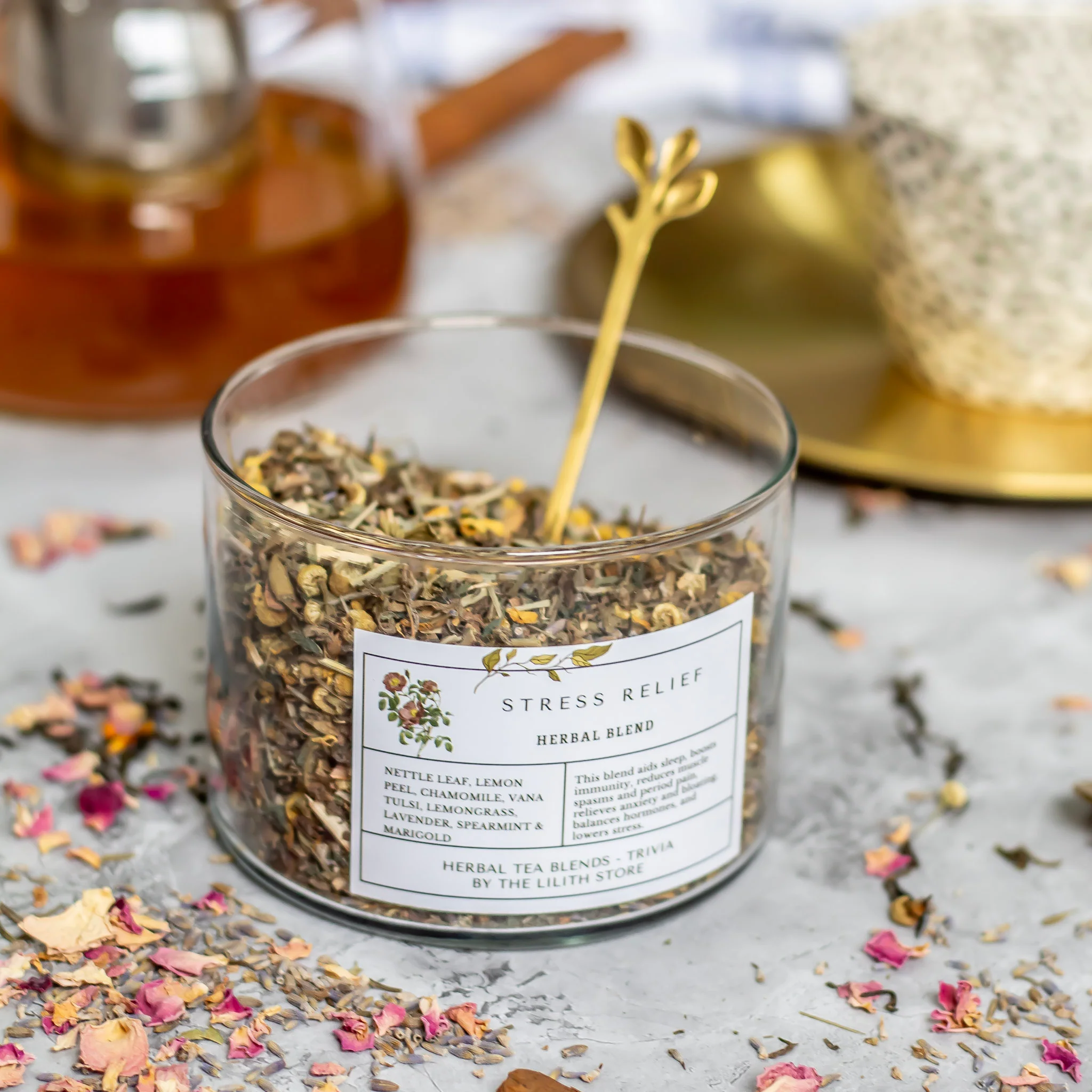 Stress Relief Herbal Tea Blend - 100 Gm | Clarity, Relaxation & Spiritual Connection - Image 2