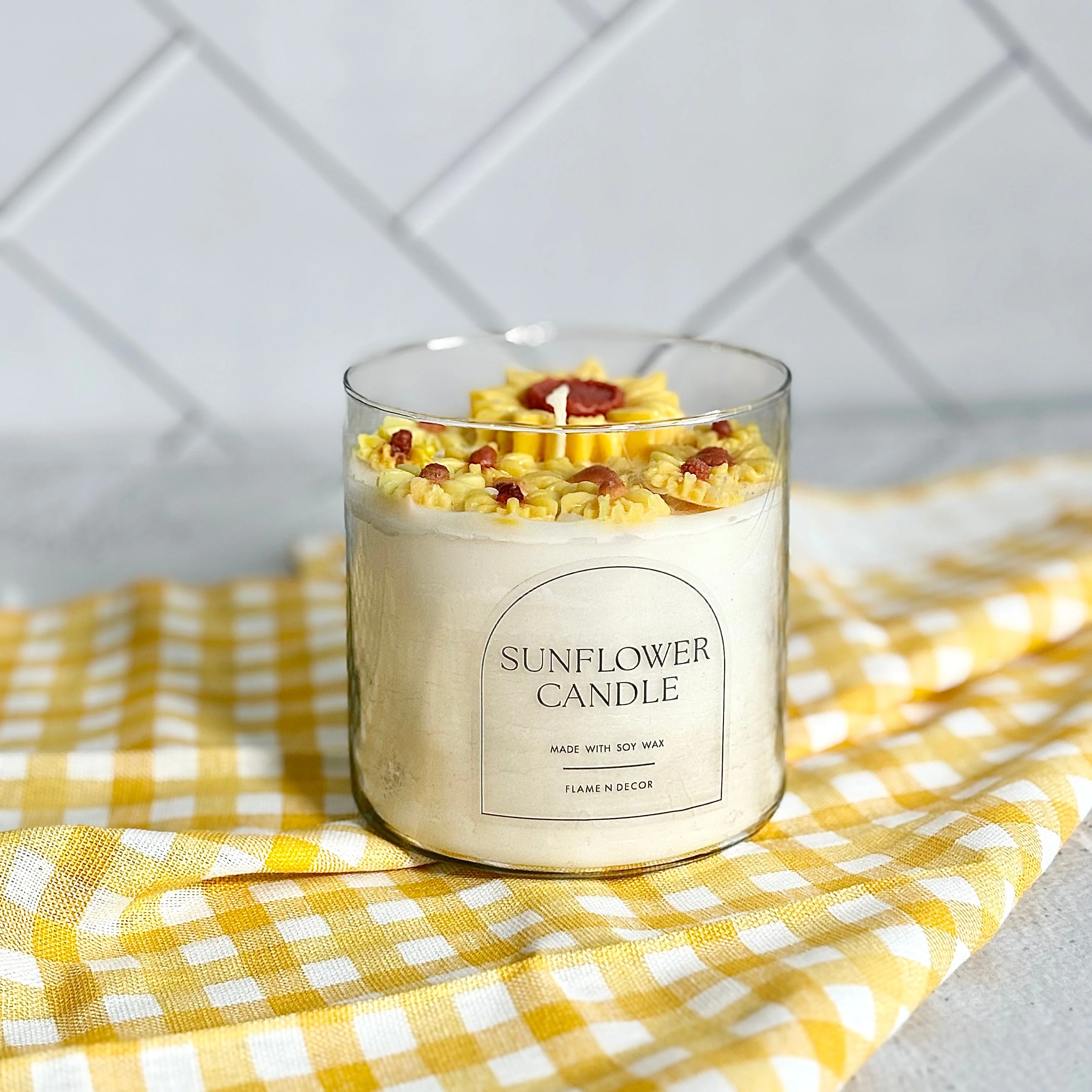 Sunflower Soy Wax Decorative Jar Scented Candle - Image 3