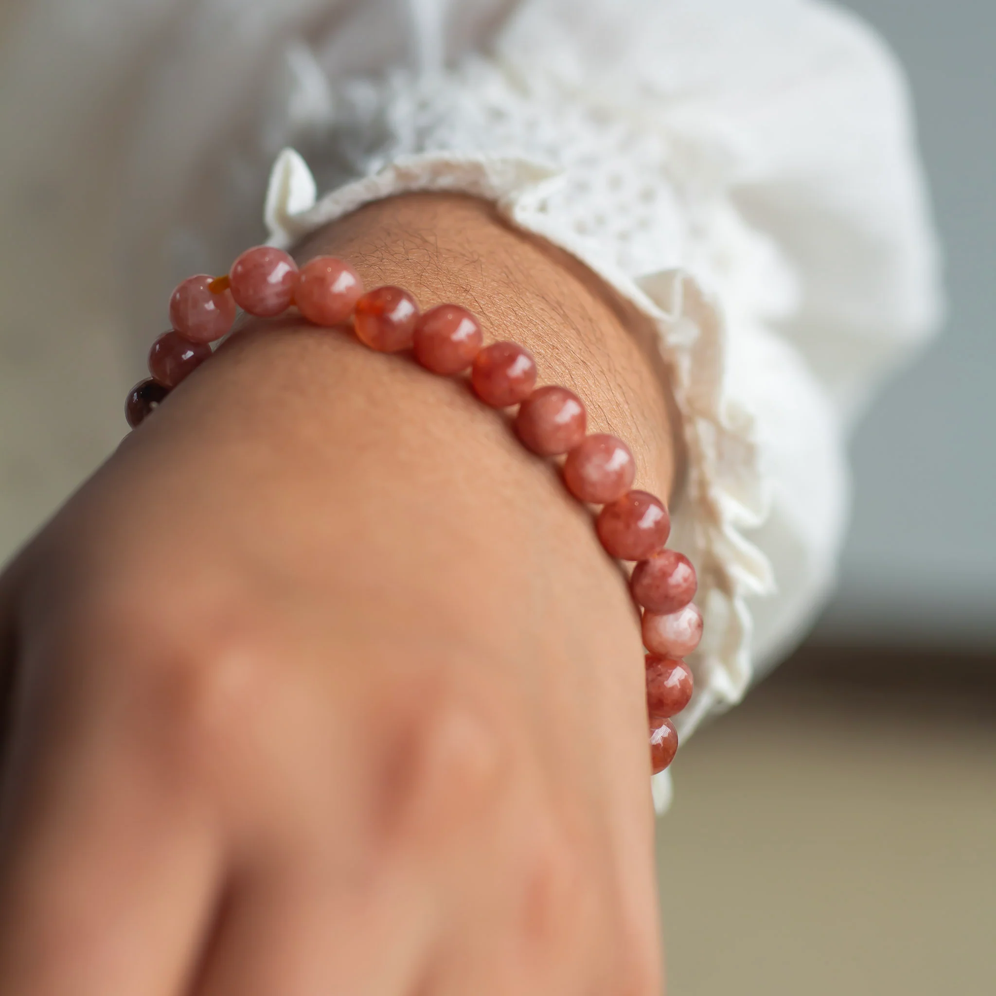 Sunstone Bead Bracelet - 6mm |  Stone of Stability & Personal Strength - Image 2