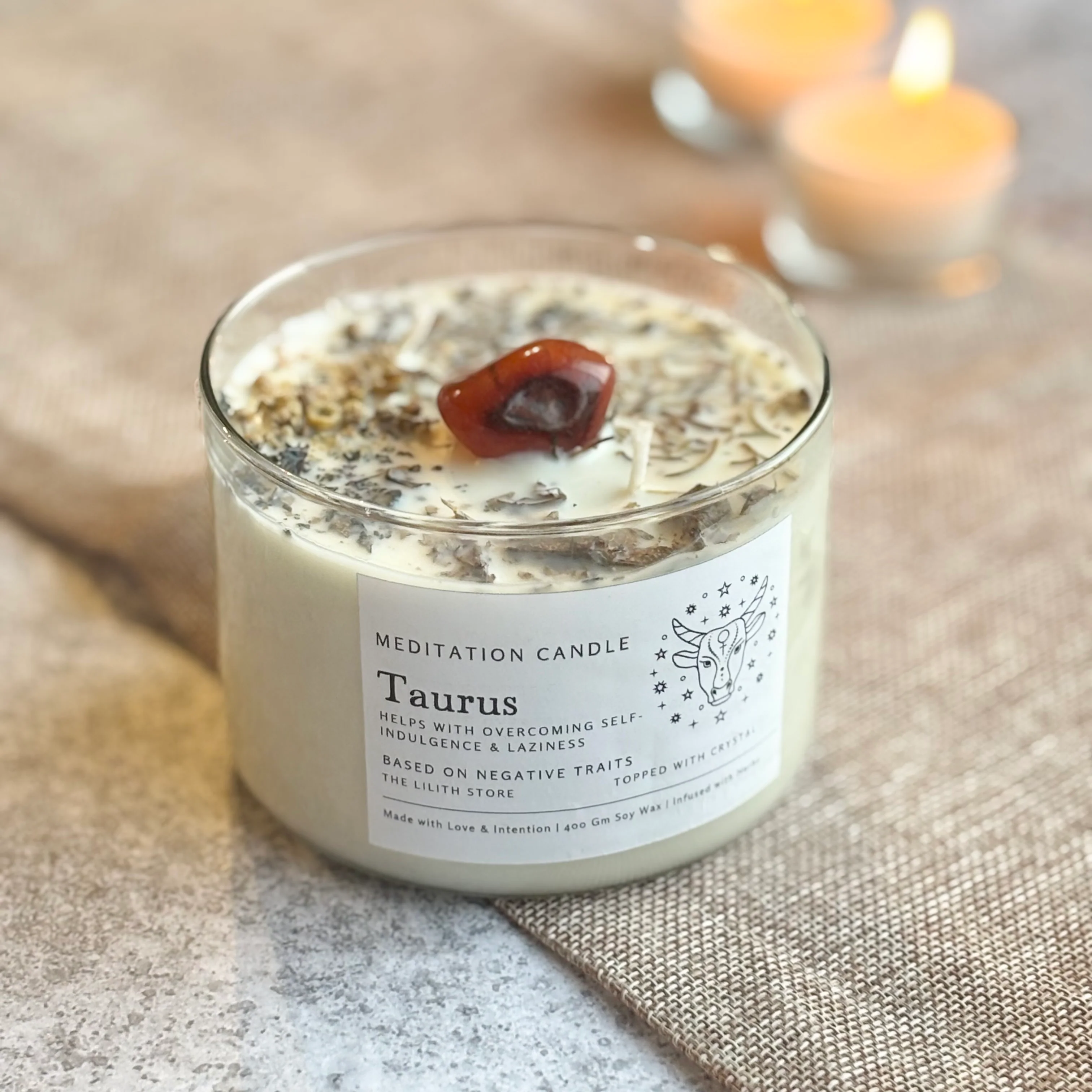 Taurus Zodiac Soy Intention Candle | 400 Gm - Image 5