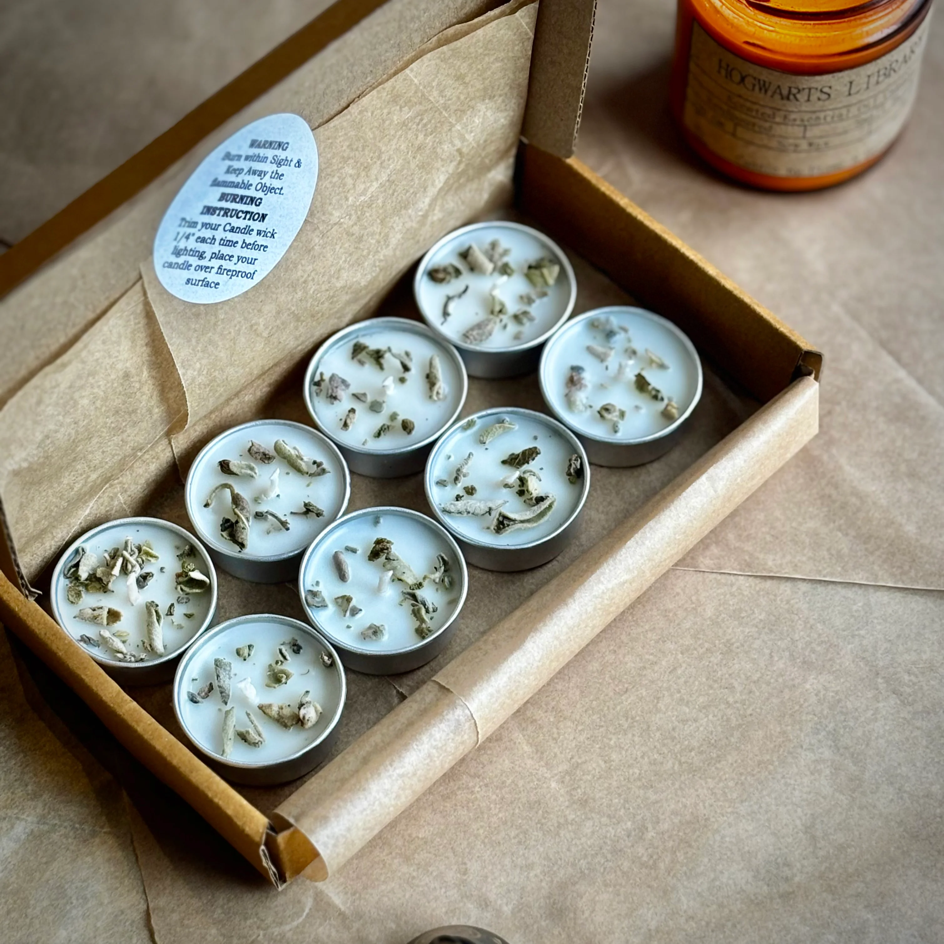 Sage Infused Soy Wax Tealight Candles – Unscented - Image 2