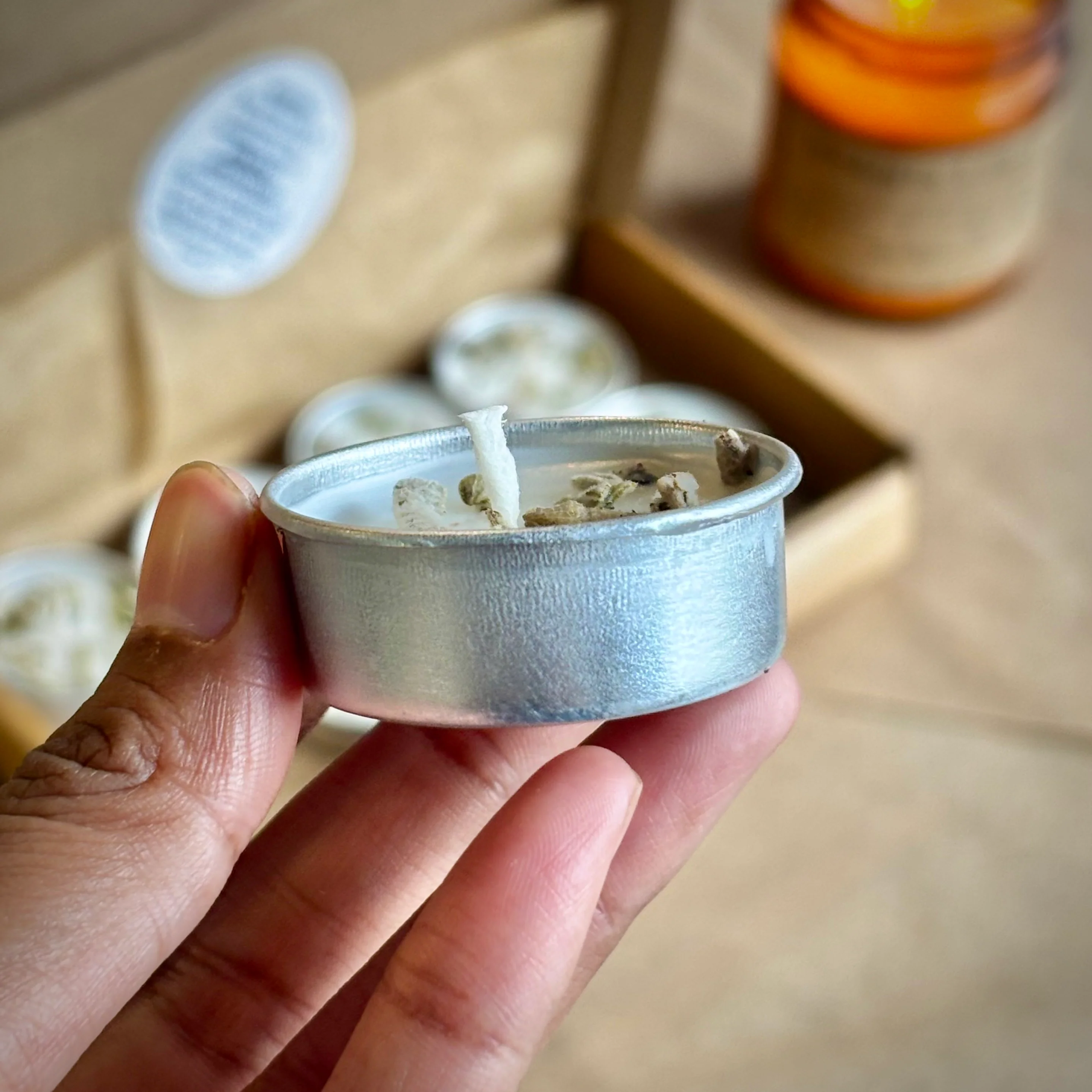 Sage Infused Soy Wax Tealight Candles – Unscented - Image 5
