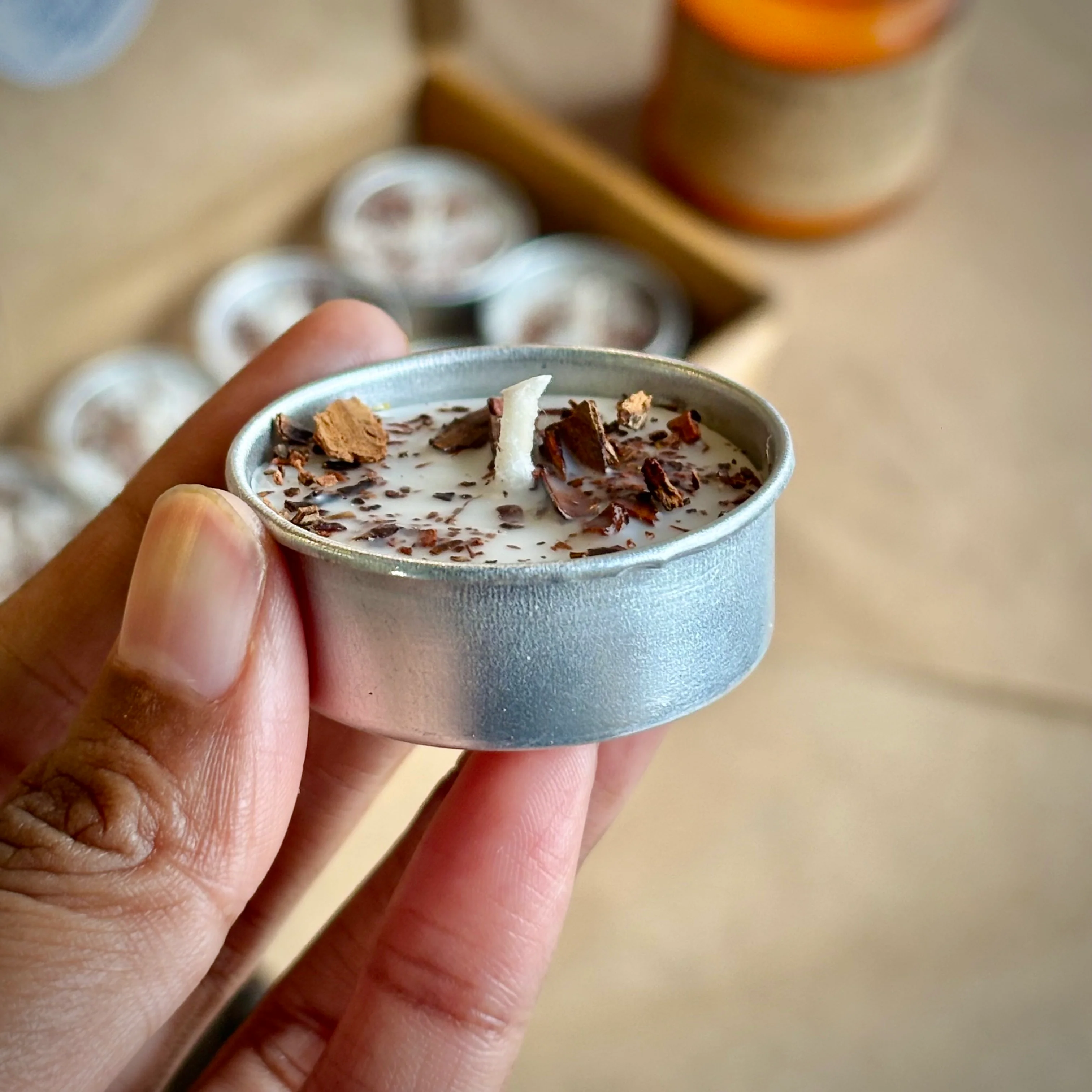 Cinnamon Infused Soy Wax Tealight Candles – Unscented - Image 5