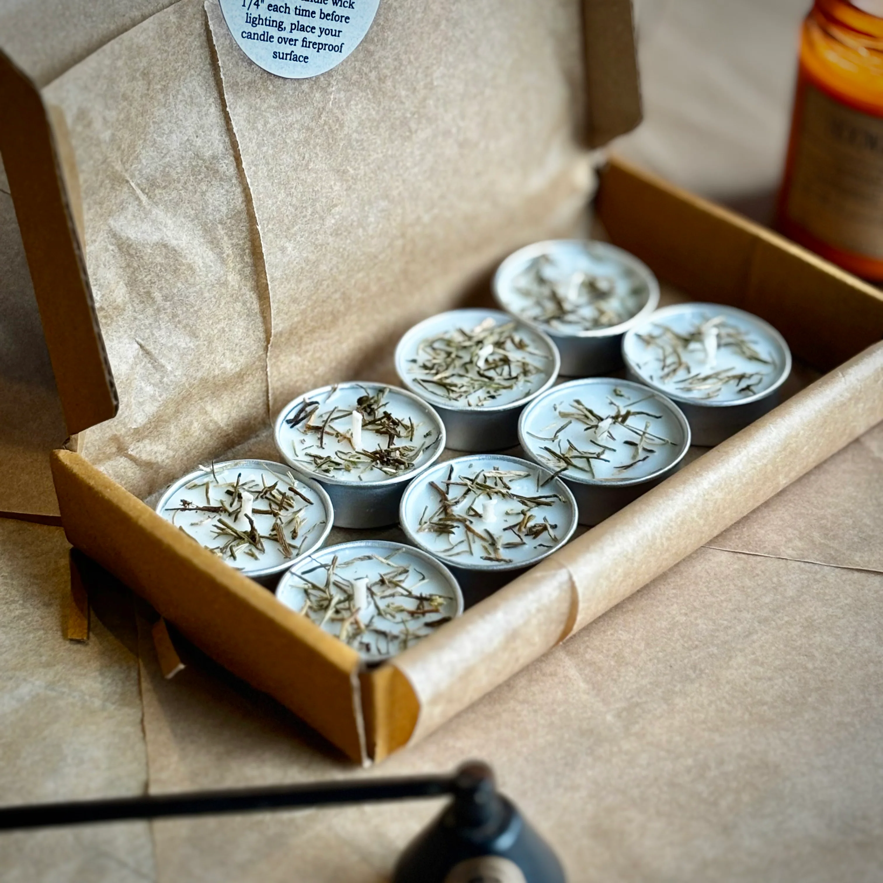 Rosemary Infused Soy Wax Tealight Candles – Unscented - Image 3