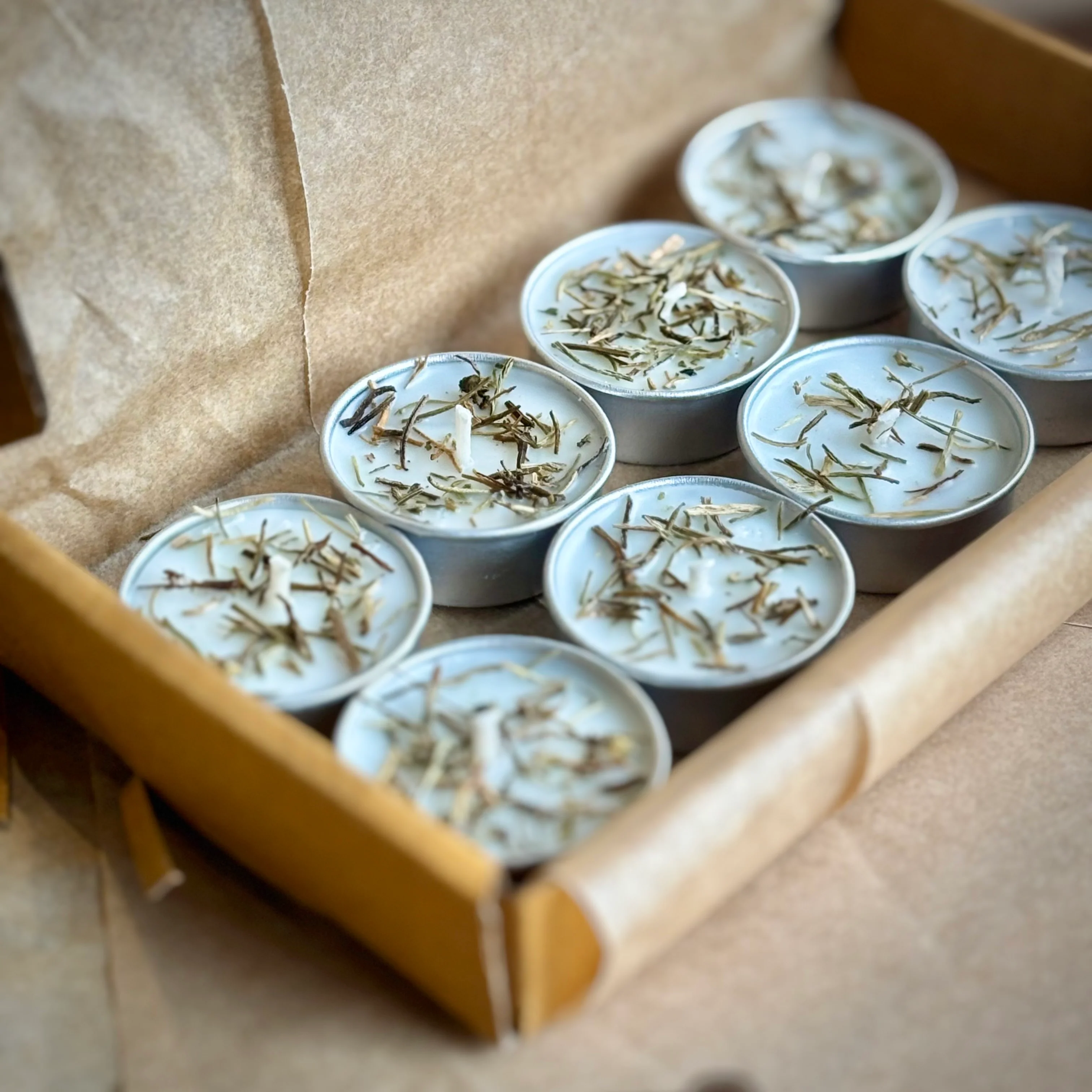 Rosemary Infused Soy Wax Tealight Candles – Unscented - Image 4