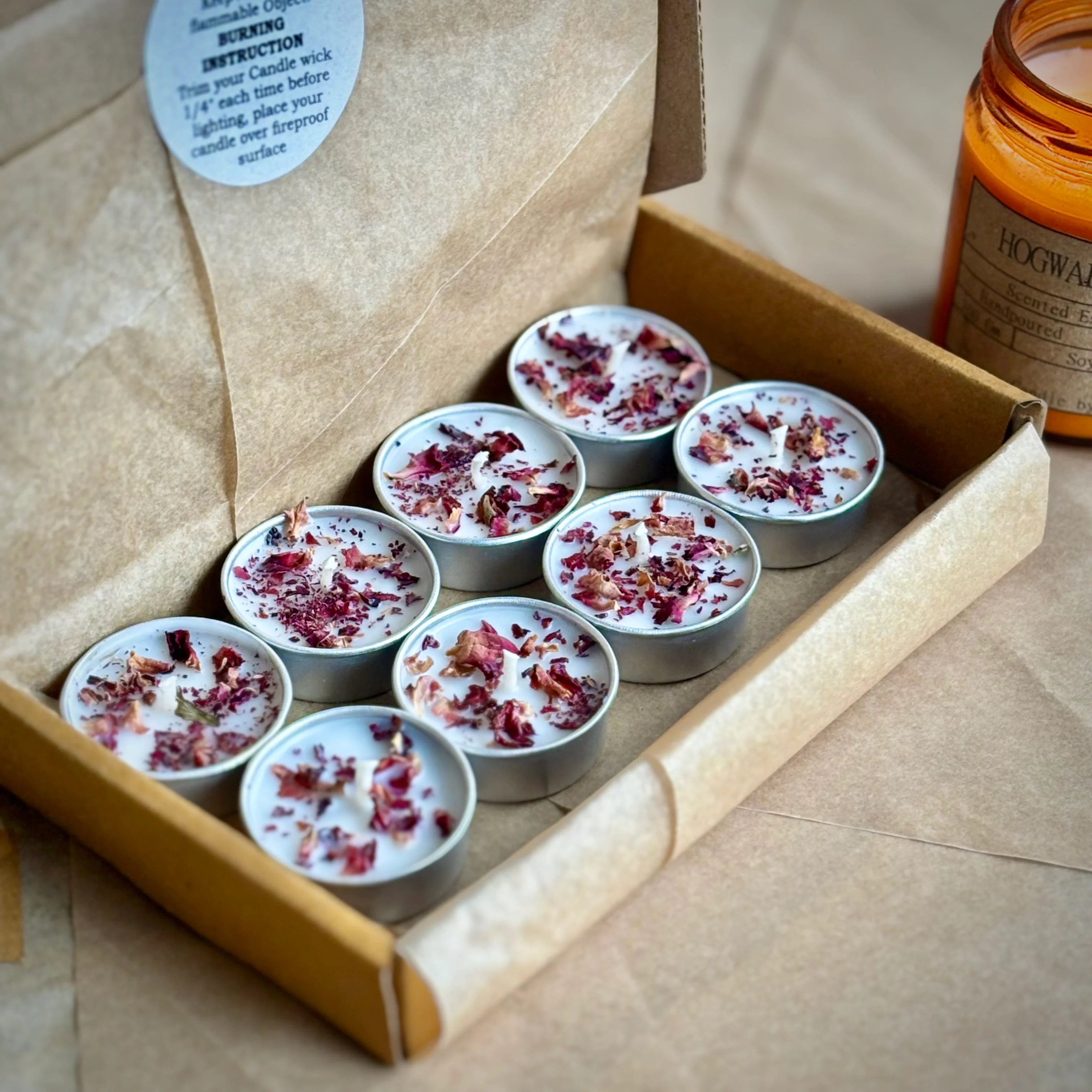 Rose Petal Infused Soy Wax Tealight Candles – Unscented - Image 2