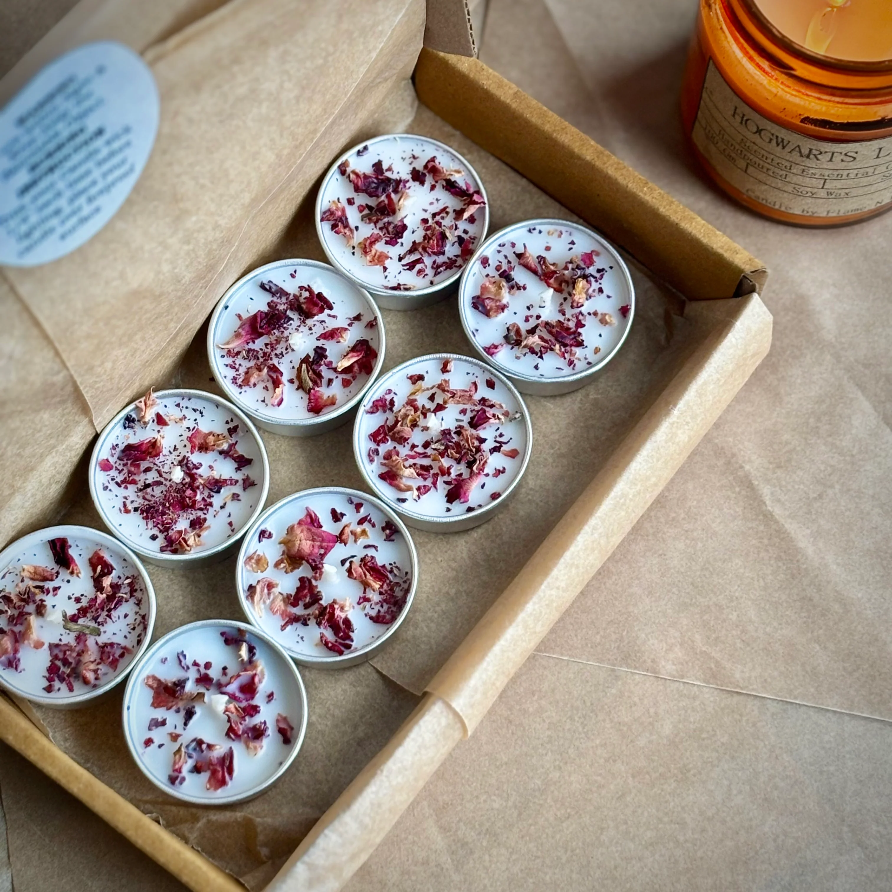 Rose Petal Infused Soy Wax Tealight Candles – Unscented - Image 4