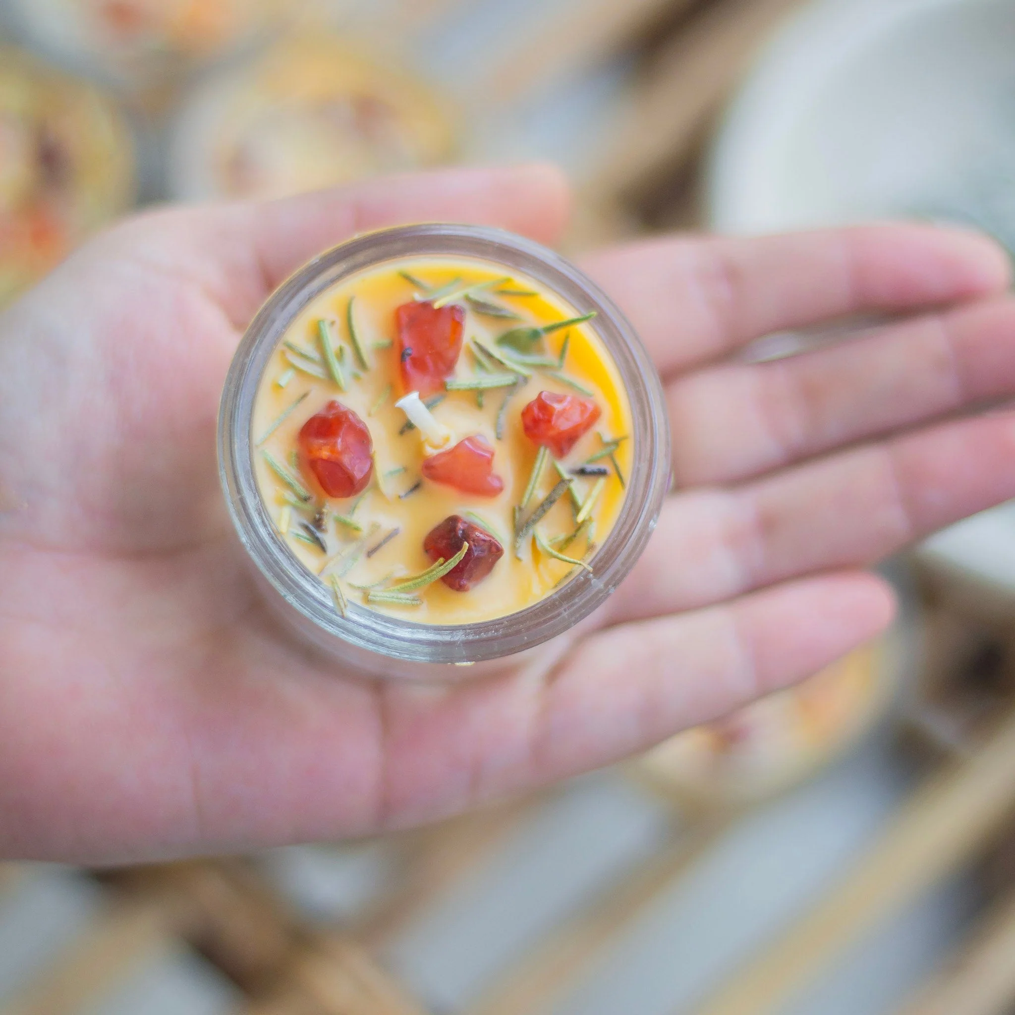 Rosemary + Orange Carnelian + Orange Colour Scented Soy Wax Tealight Candle - Set of 8 | Available in Glass Container & Refill - Image 4