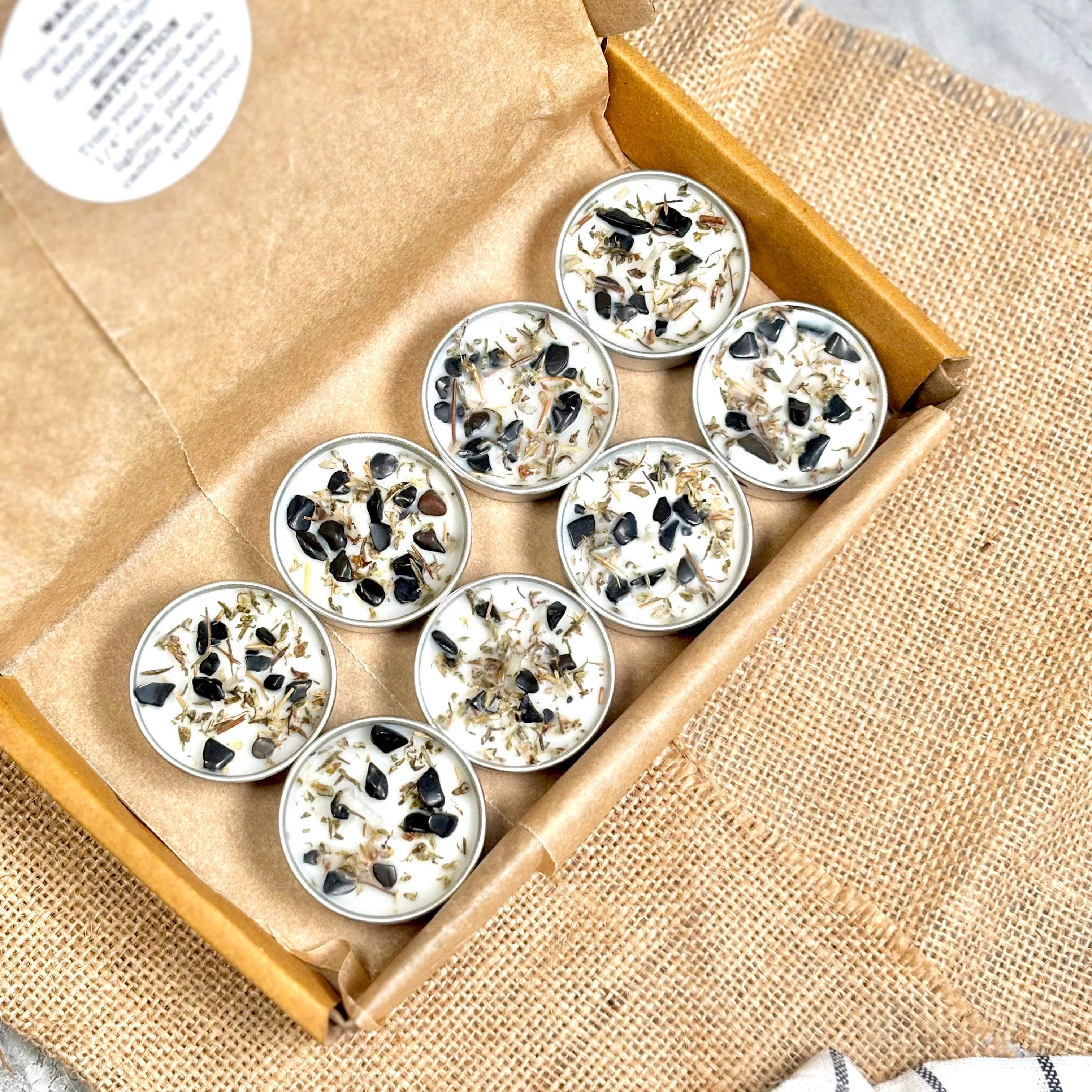 Thyme & Black Tourmaline Soy Tealight Candle - Image 3