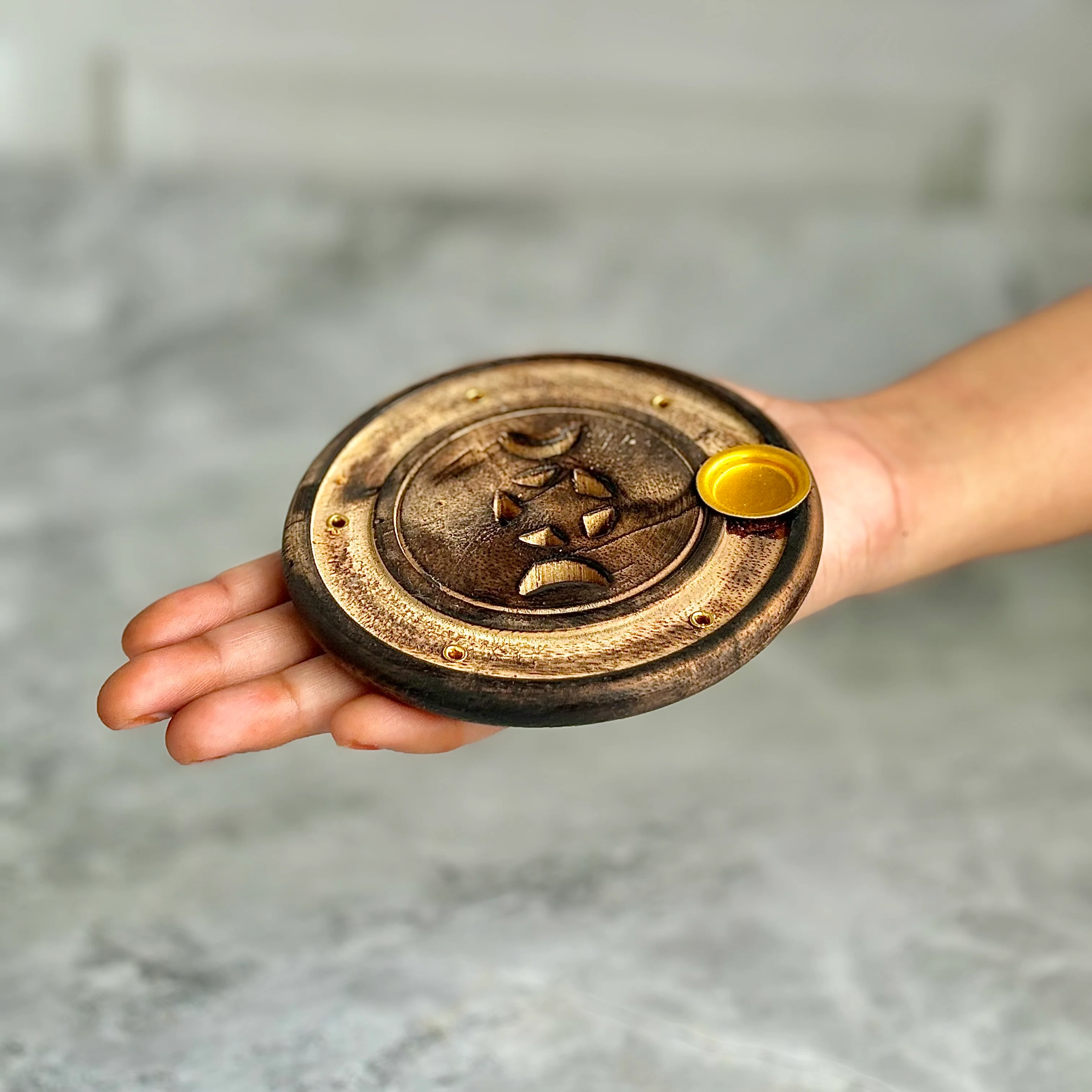 Triple Moon Wooden Incense & Dhoop Cone Display Stand - Image 2