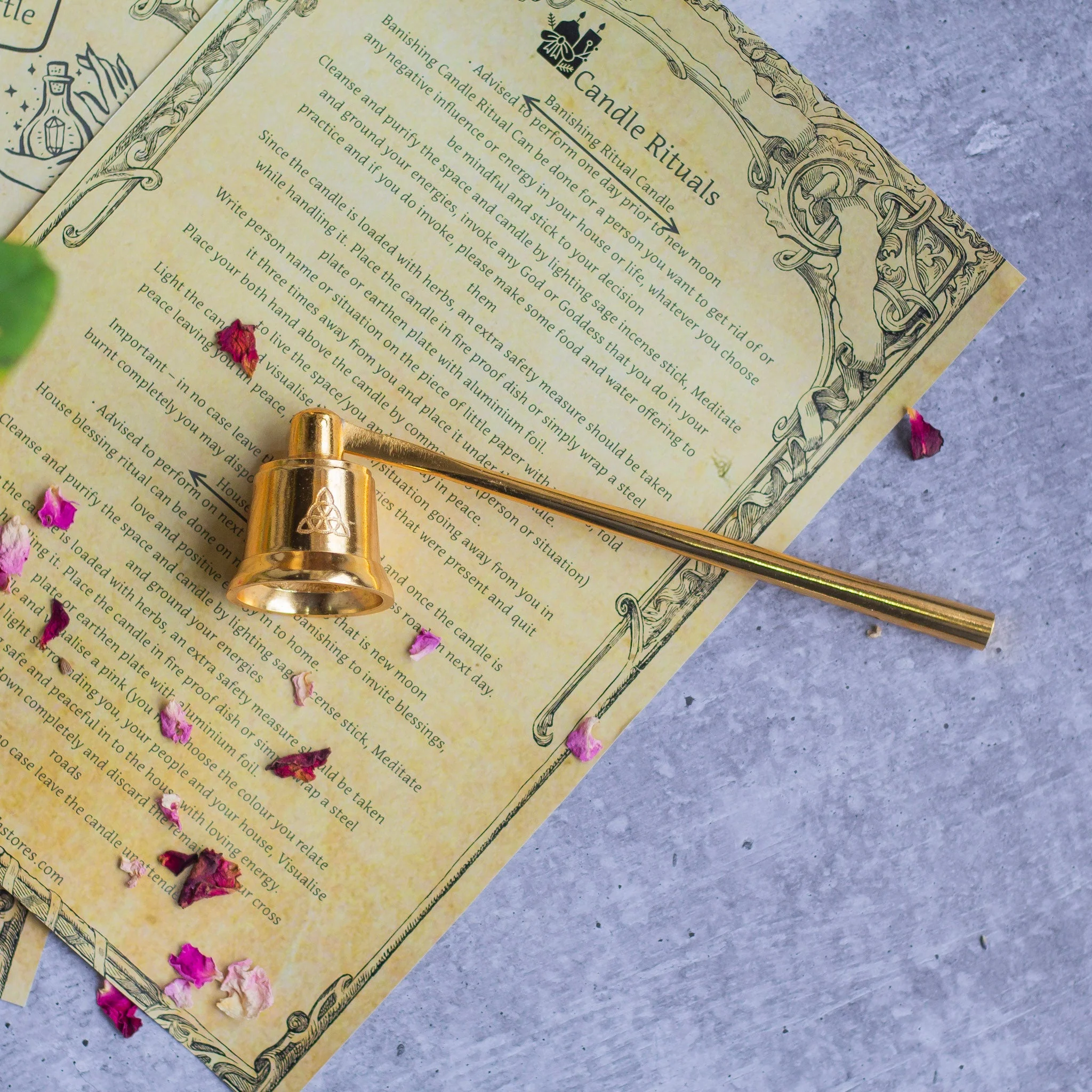 Triquetra Gold Plated Brass Candle Snuffer