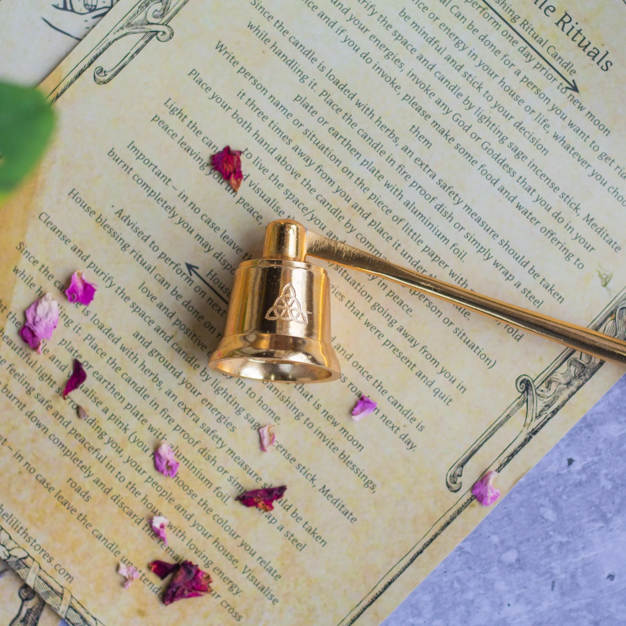 Triquetra Gold Plated Brass Candle Snuffer - Image 4
