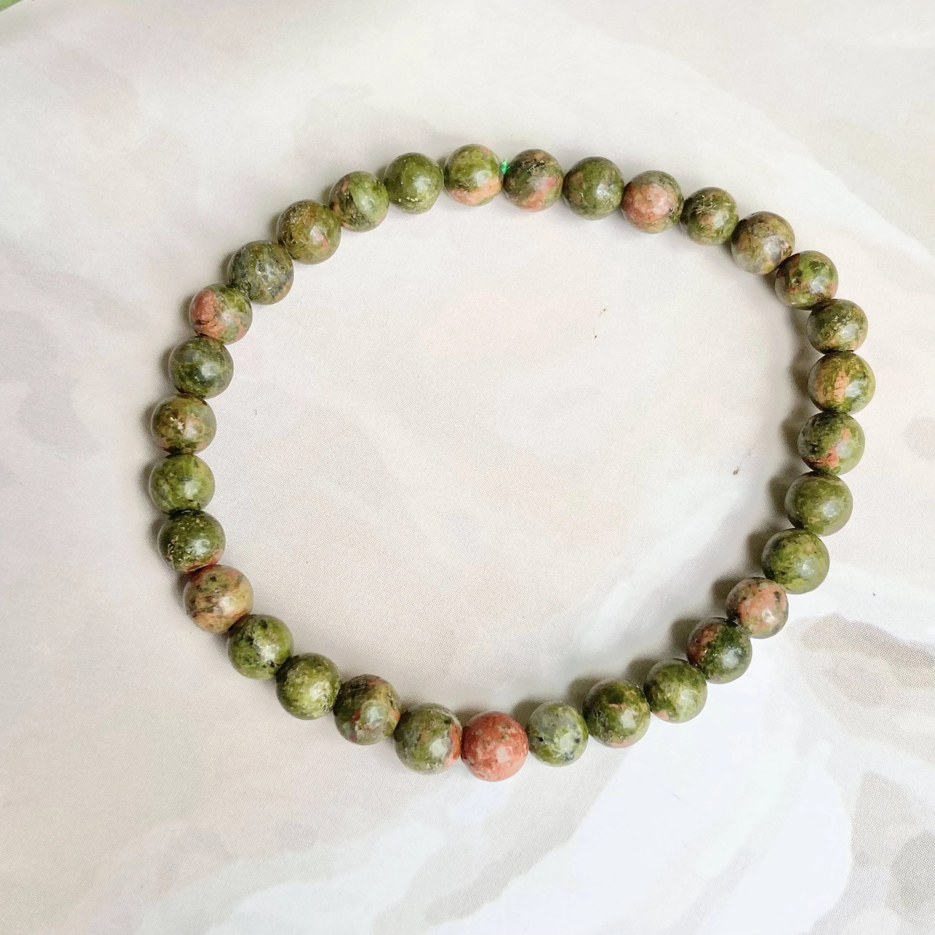 Unakite Bead Bracelet - 6mm | Stone for activating Third Eye Chakra - Image 2