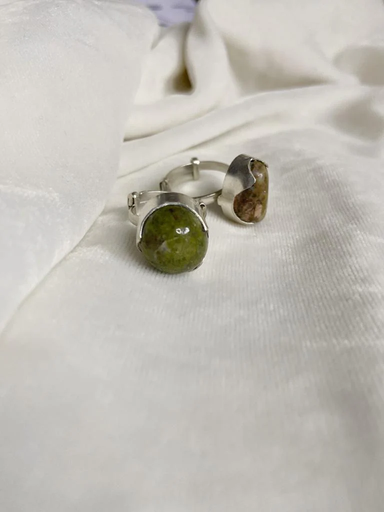 Unakite Silver Adjustable Ring - Image 2