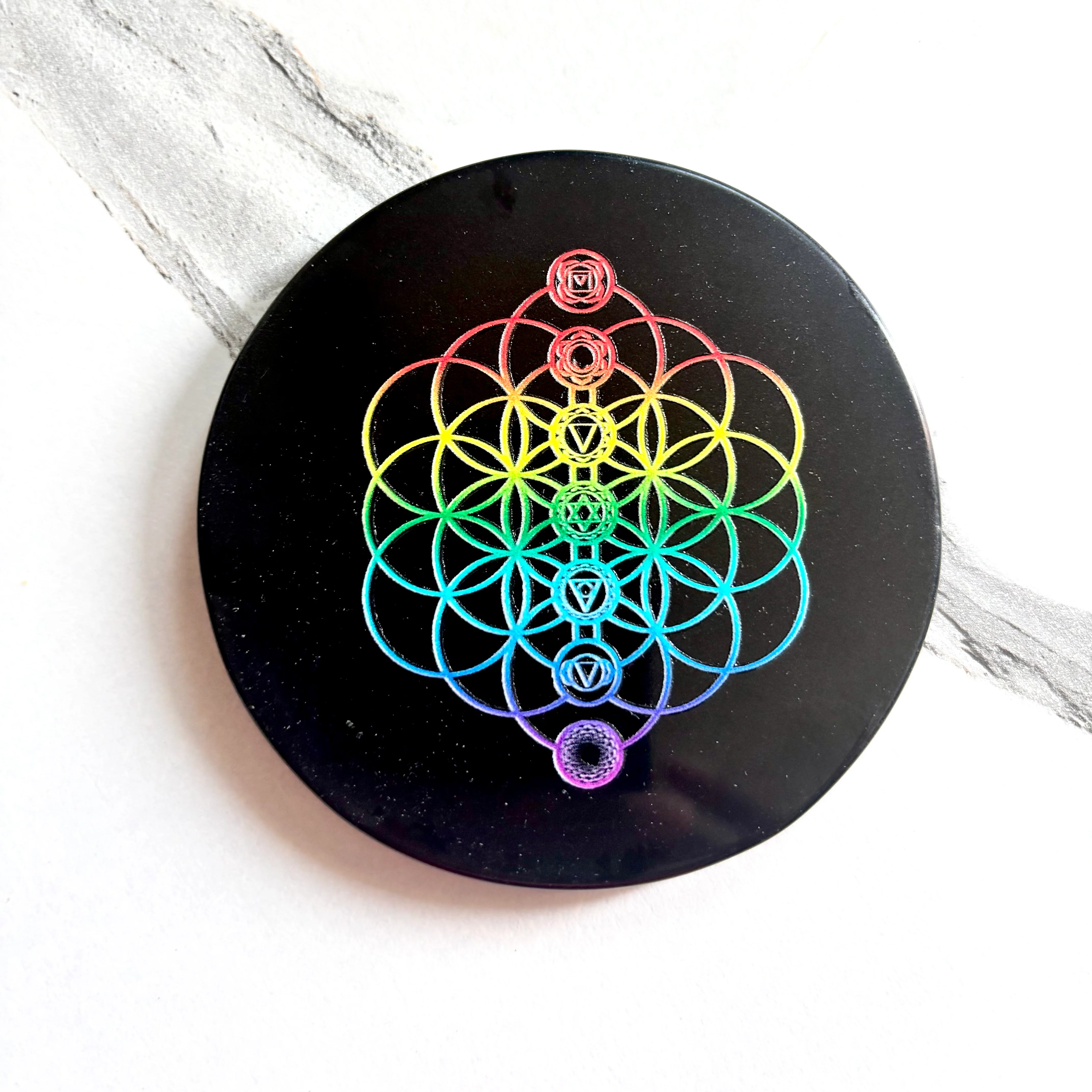 Flower of Life Black Obsidian Plate – Sacred Protection & Energy Amplifier - Image 3