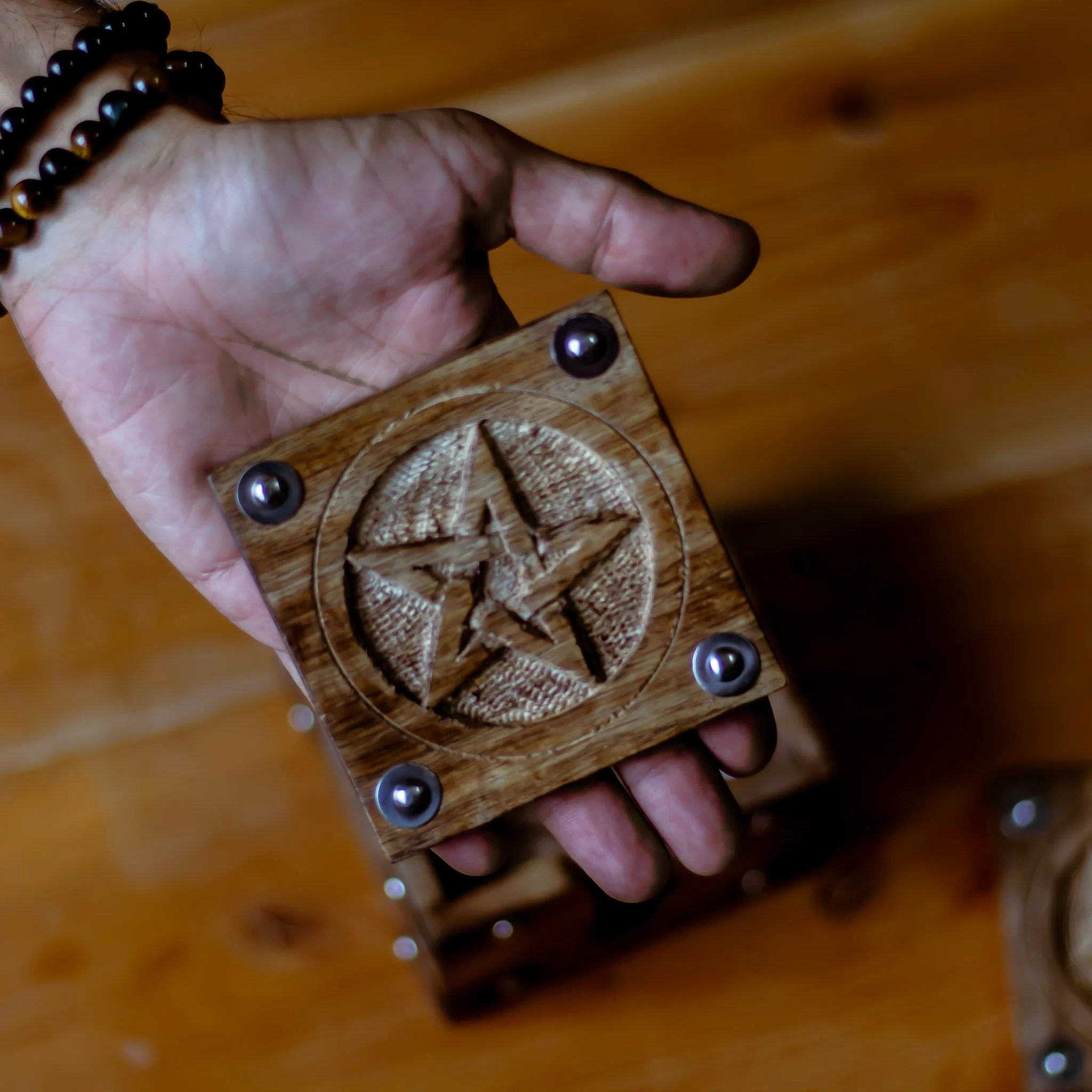 Vintage Pentacle Carved wooden coaster | Set of 6 - Image 2