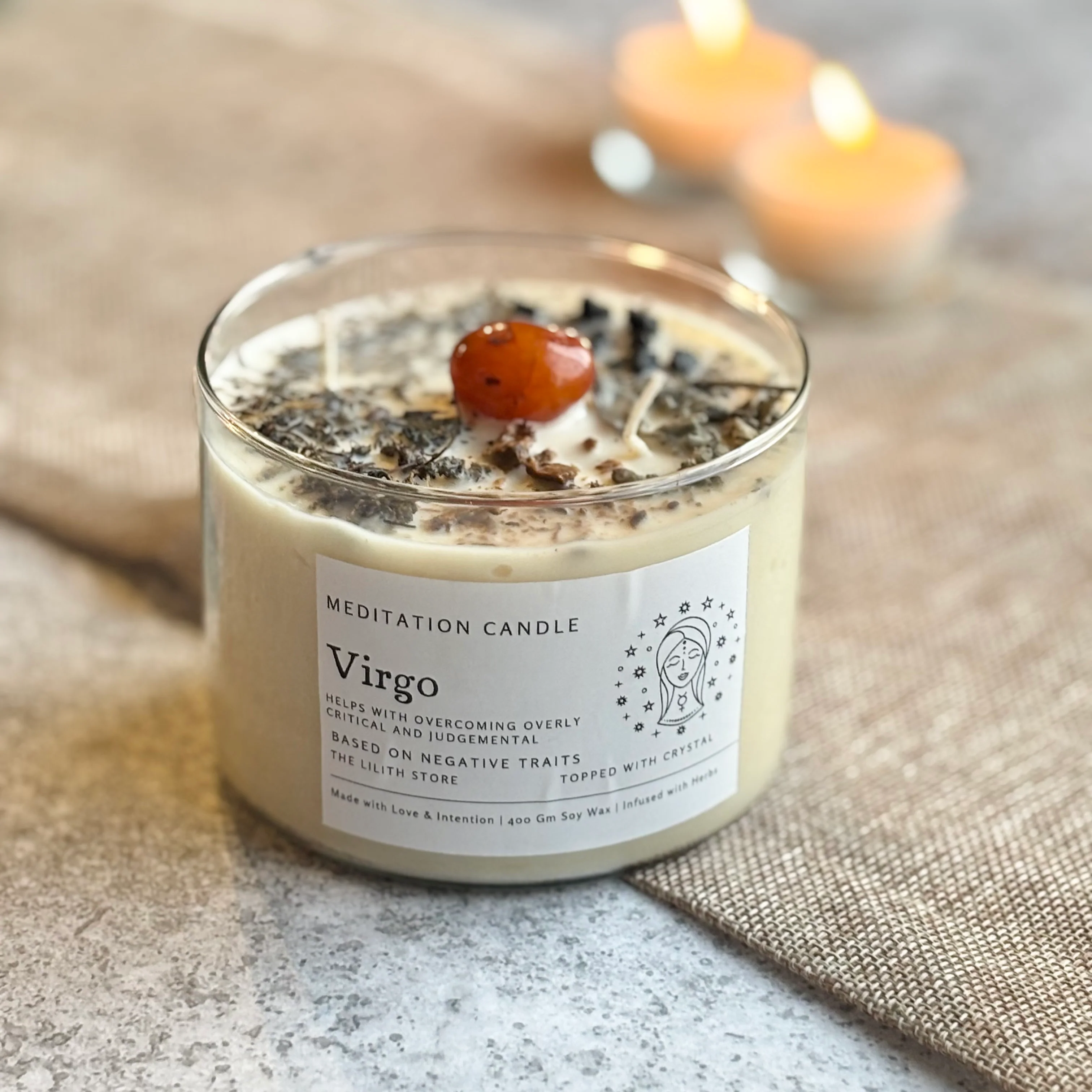Virgo Zodiac Soy Intention Candle | 400 Gm - Image 5