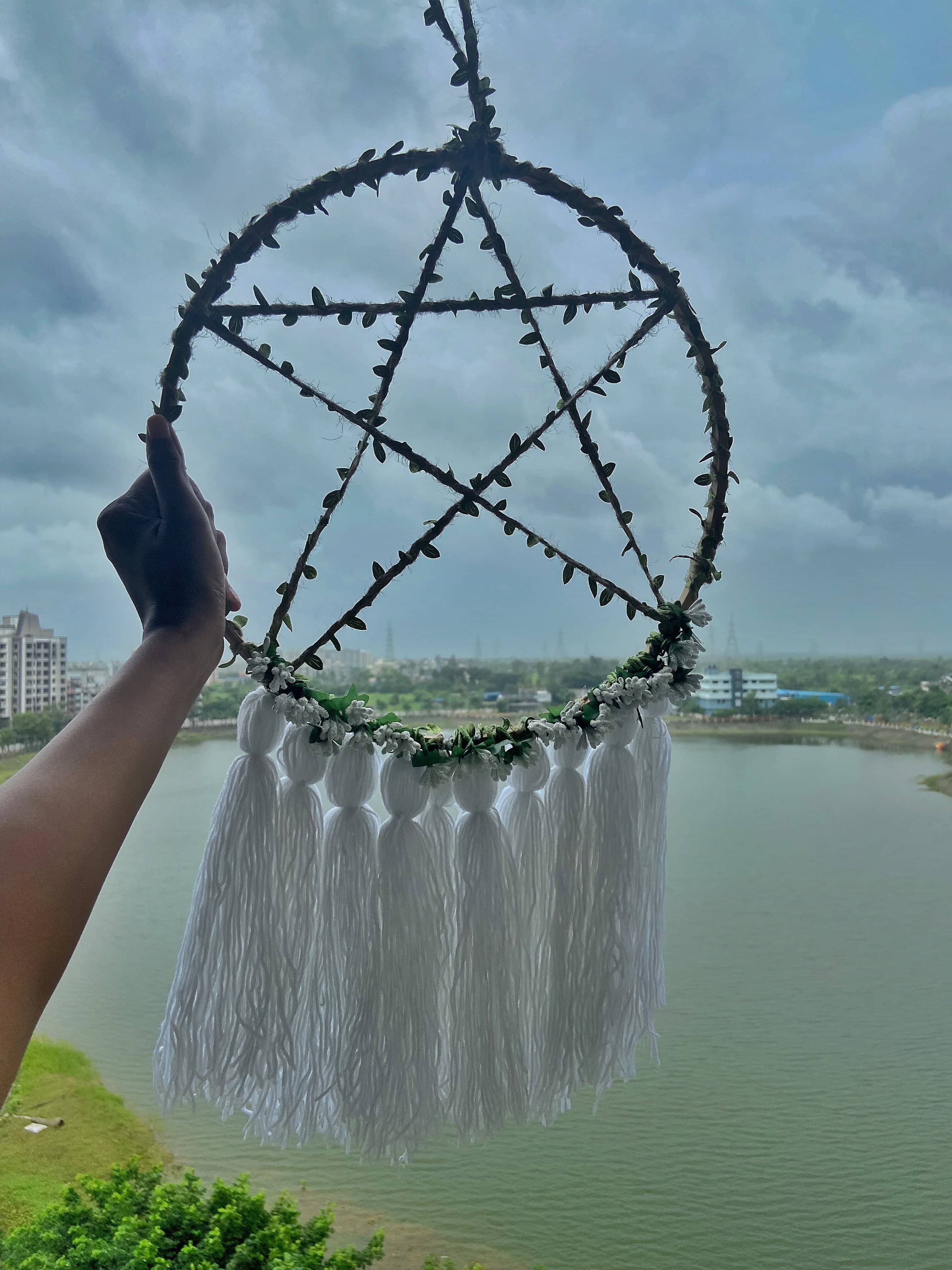 Wall hanging Dreamcatcher with Pentacle Symbol - Image 3