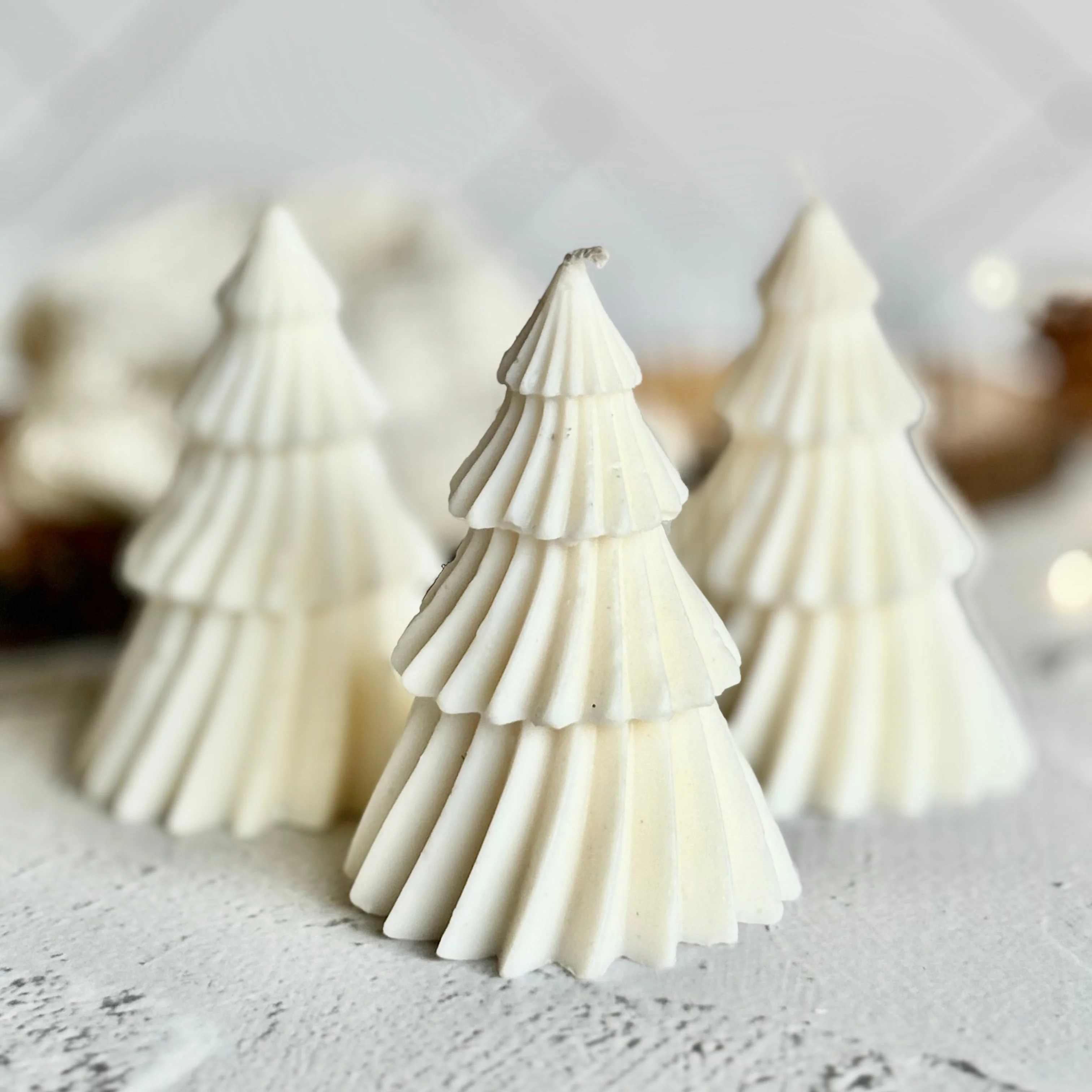 White Decorative Soy Candles | Pack of 3 - Image 5