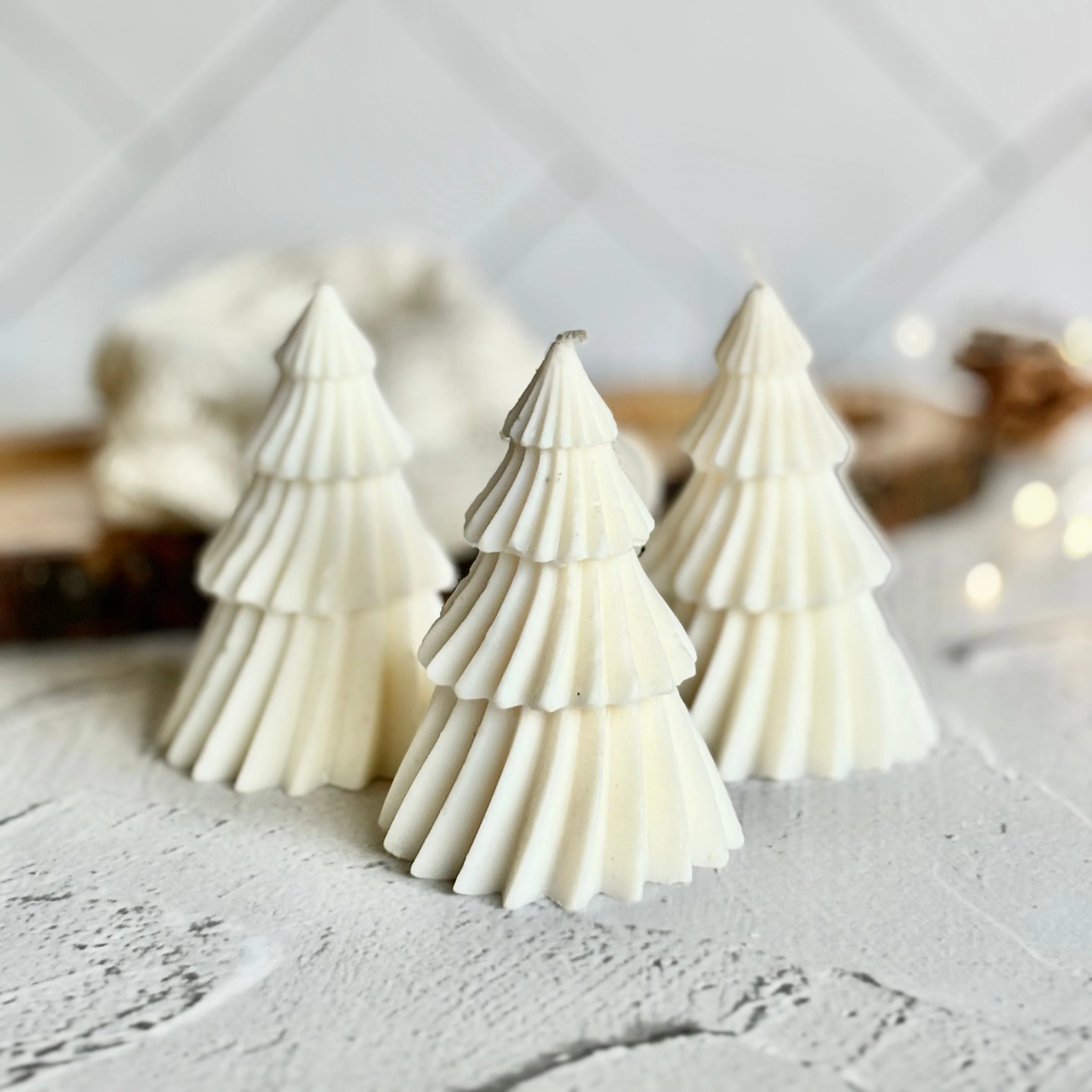 White Decorative Soy Candles | Pack of 3 - Image 6