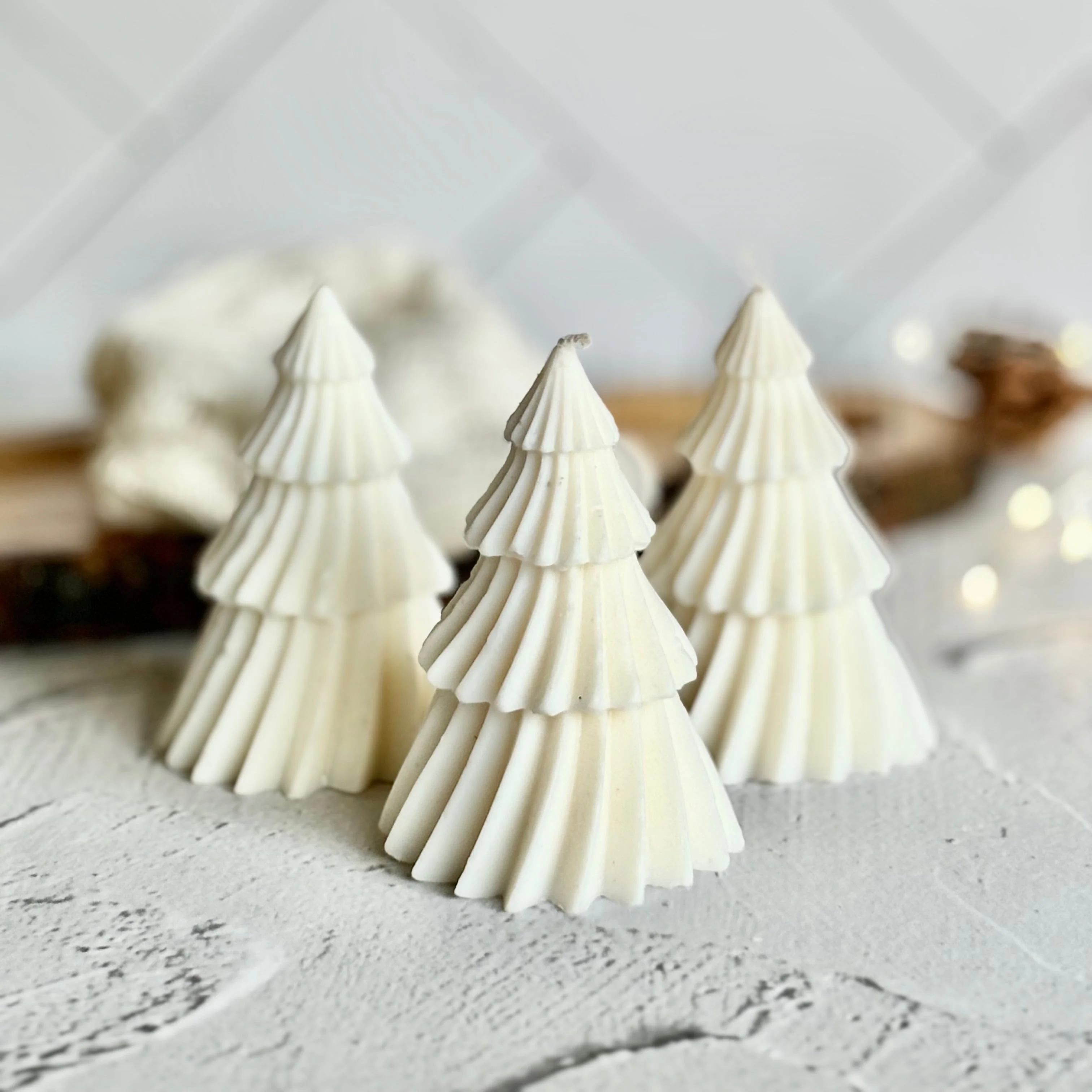 White Decorative Soy Candles | Pack of 3 - Image 7