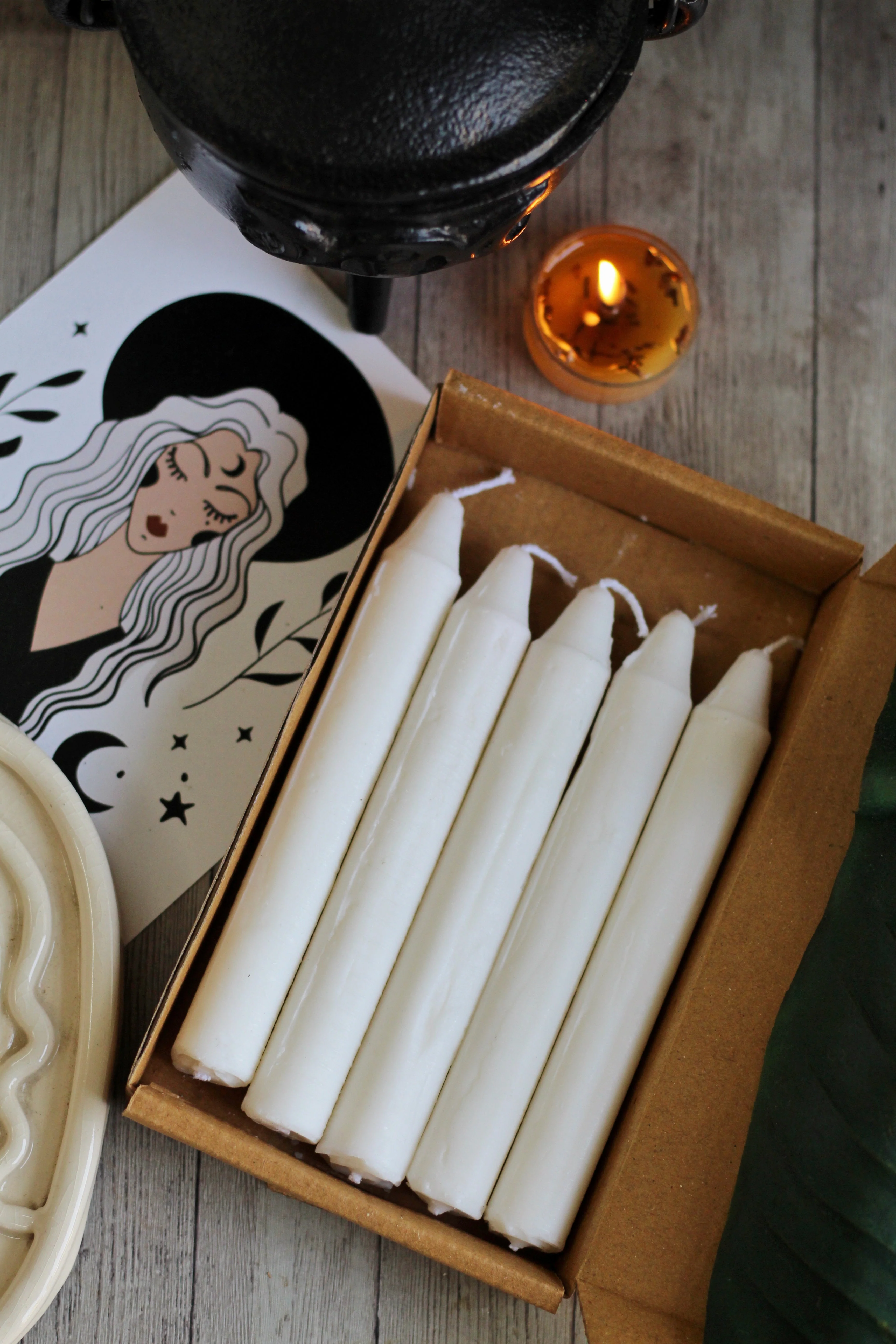 White Mini Taper Candle - Image 2
