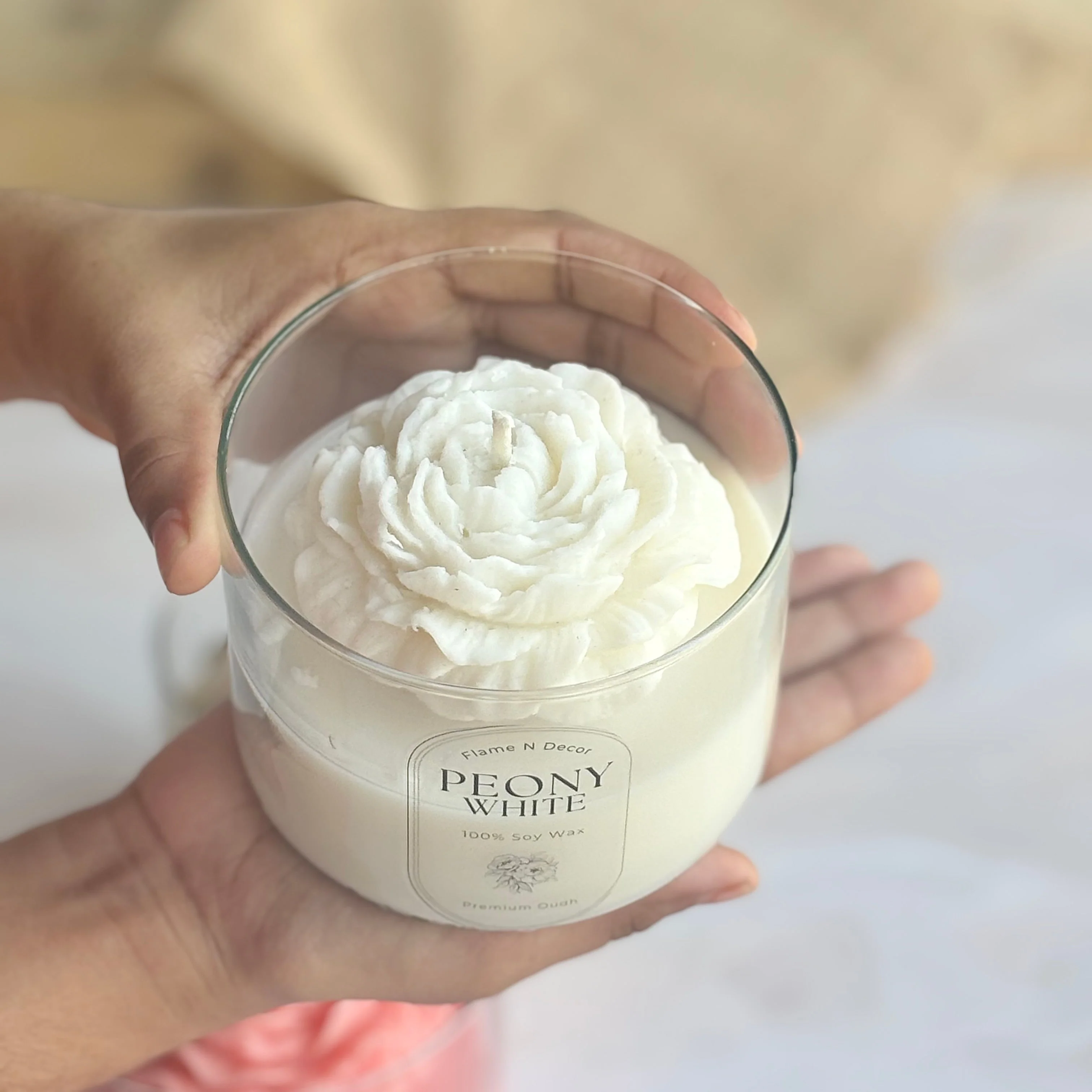 White Peony Soy Scented Candle | Premium Oudh - Image 2