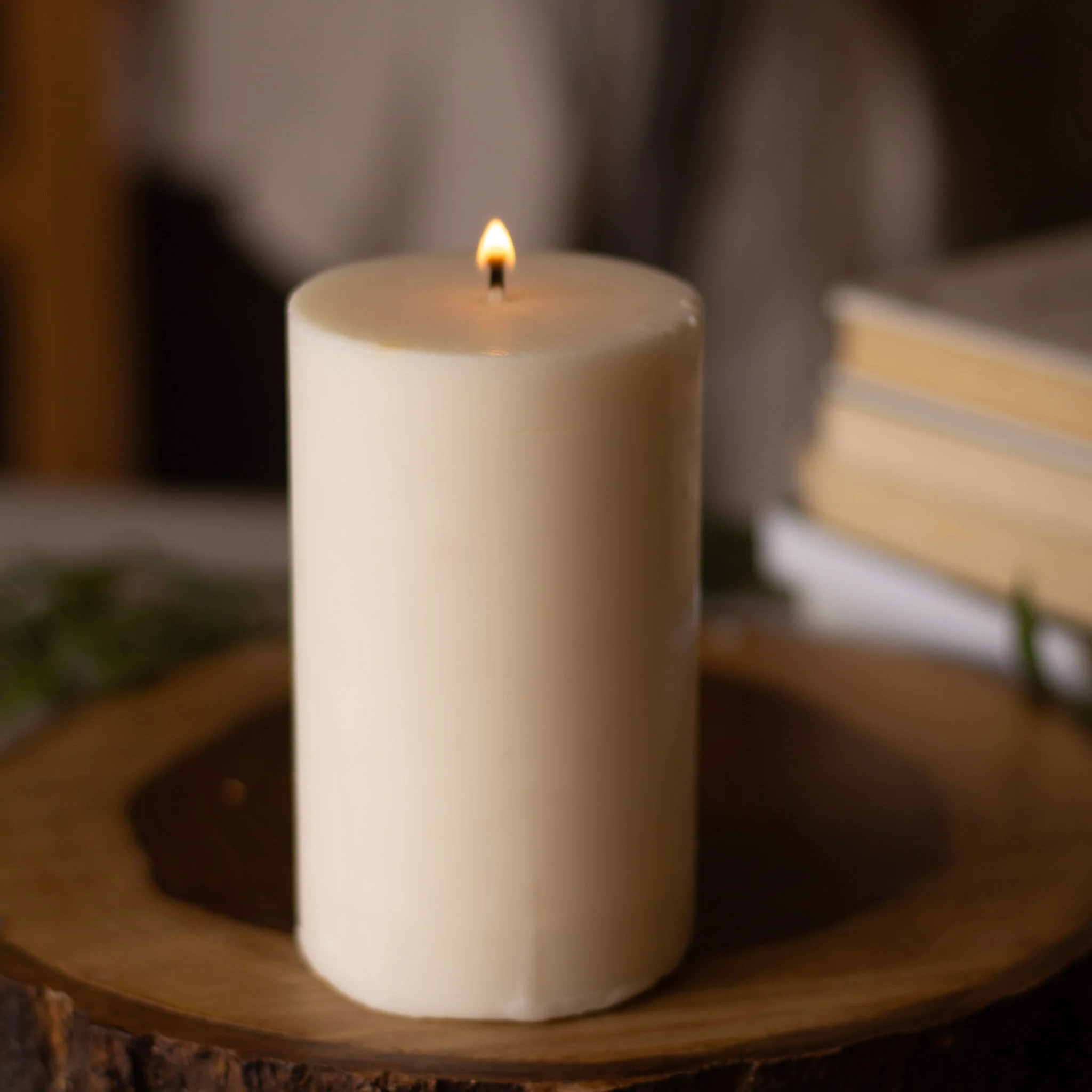 White Pillar Unscented Soy Candle - Image 3
