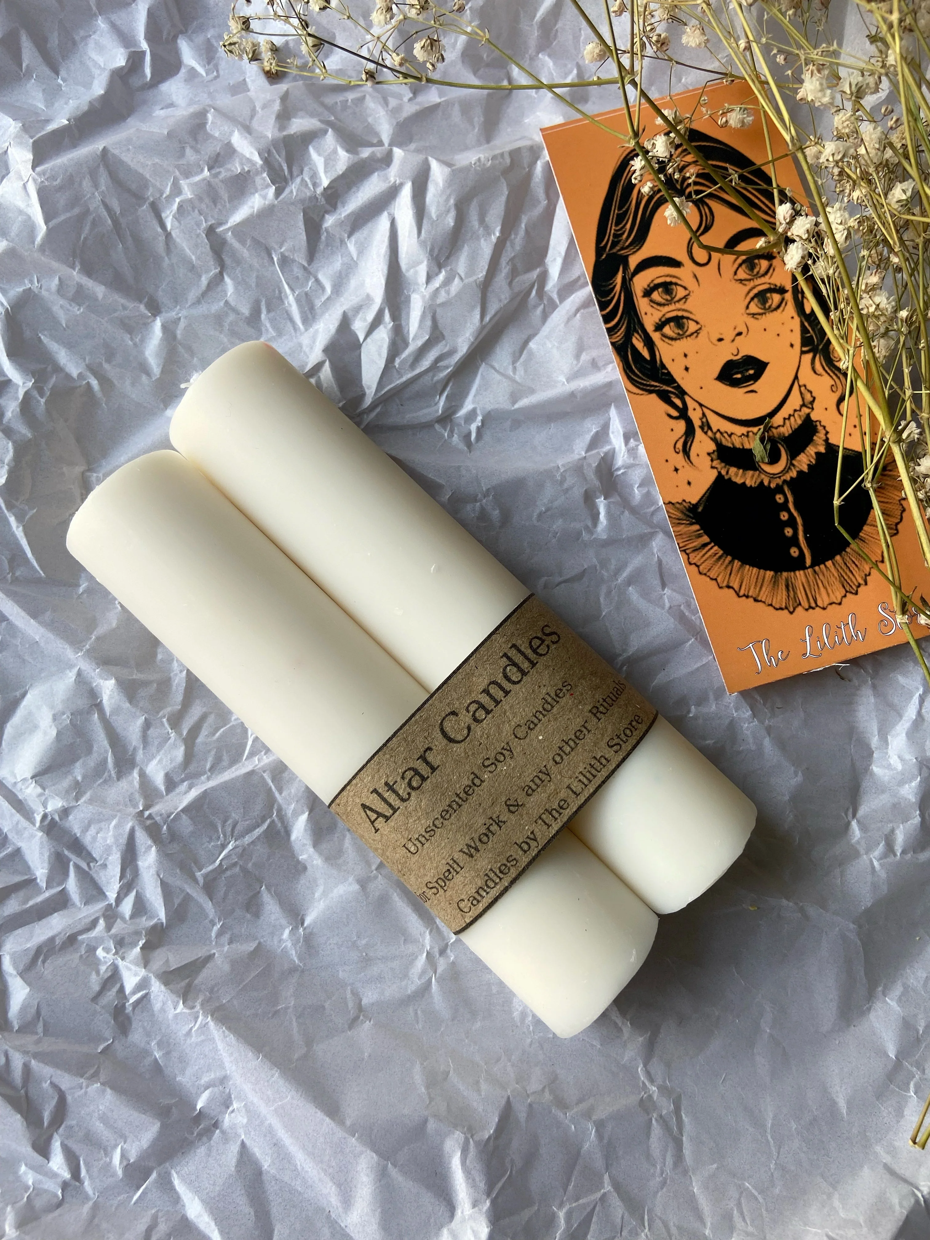 Thick White Soy Candles (Set of 2) – Purity & Spiritual Intentions - Image 2